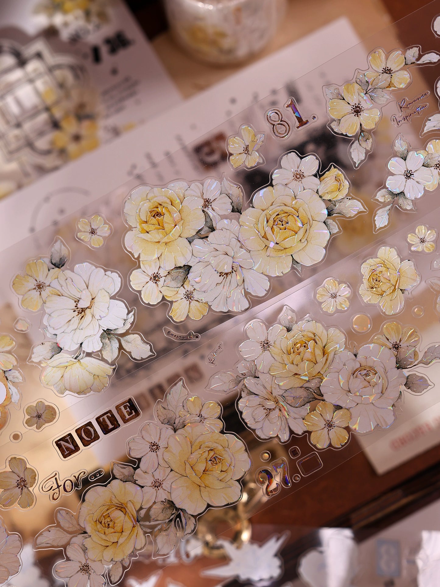 XiaoBaiJia【Yellow Rose】Light Retro Orginal Design Washi Pet Tape Landscape Stickers