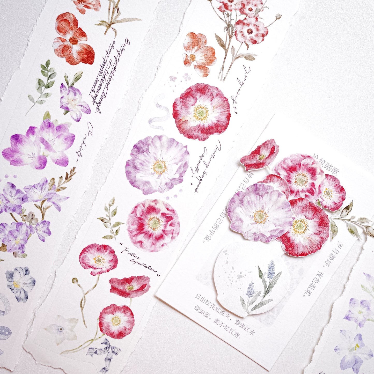 YuanZi Vol7【A Touch of Spring】Orginal Design Washi/Pet Tape Light Retro Flowers Stickers,for Scrapbook Supplies,Scrapbook Tape Stickers,Junk Journal Supplies