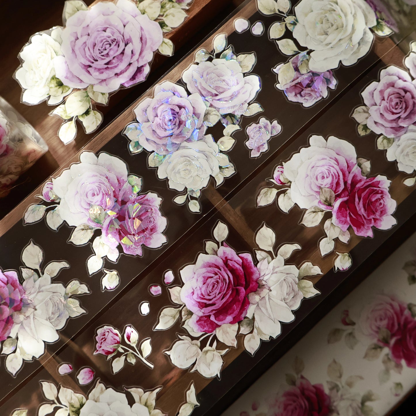 YiEr Vol15【Starry Purple】Orginal Design Pre-cut Washi/Pet Floral Tape Light Retro Landscaping Stickers