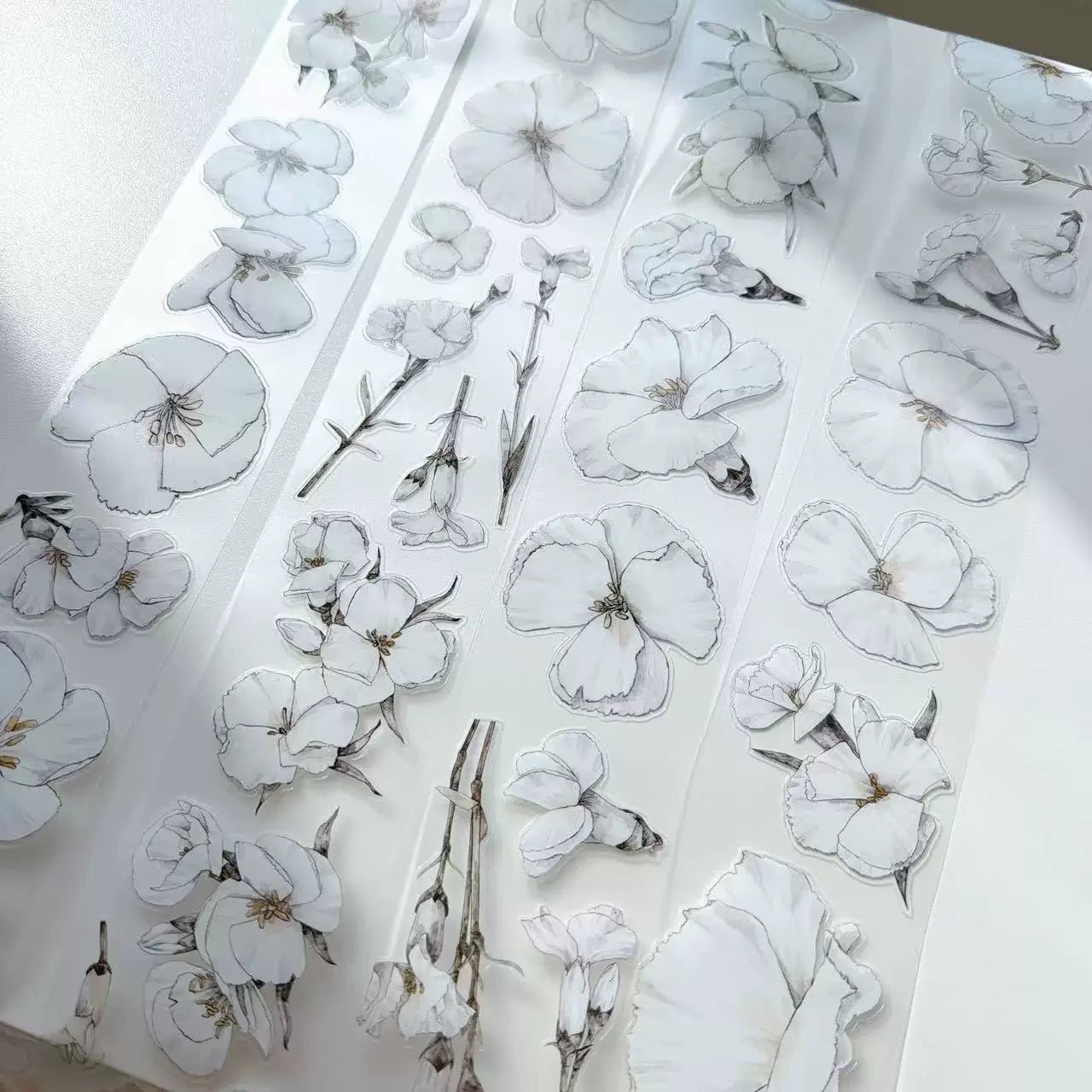 Kaixiaoxun Vol12【Plain White】 Pre-Cut Long Loop Washi/Matte PET Tape for Scrapbook Supplies,Junk Journal Supplies