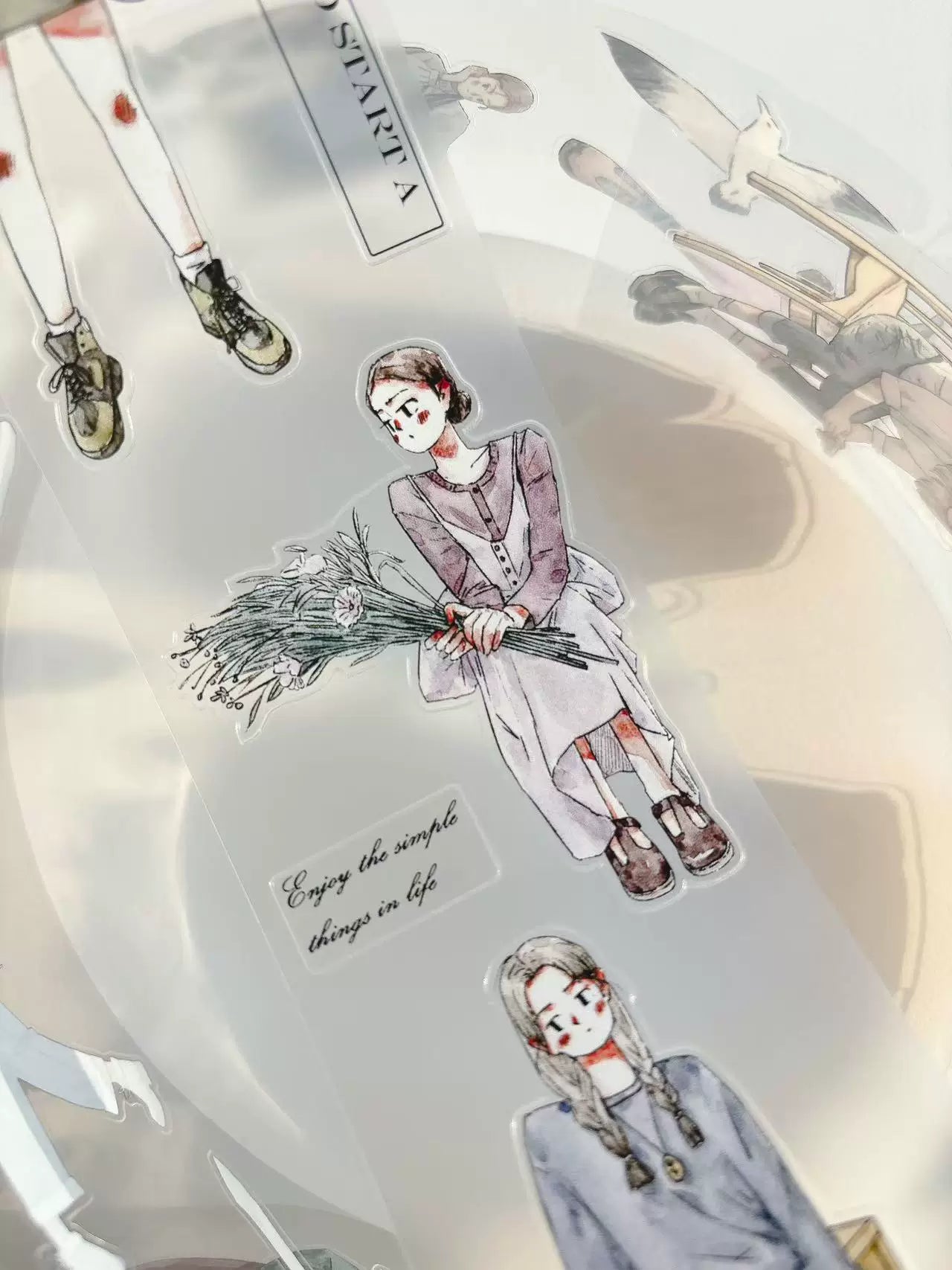 Kaixiaoxun Vol11【Slow Narrative Collection】 Pre-Cut Long Loop Washi/Matte PET Tape for Scrapbook Supplies,Junk Journal Supplies