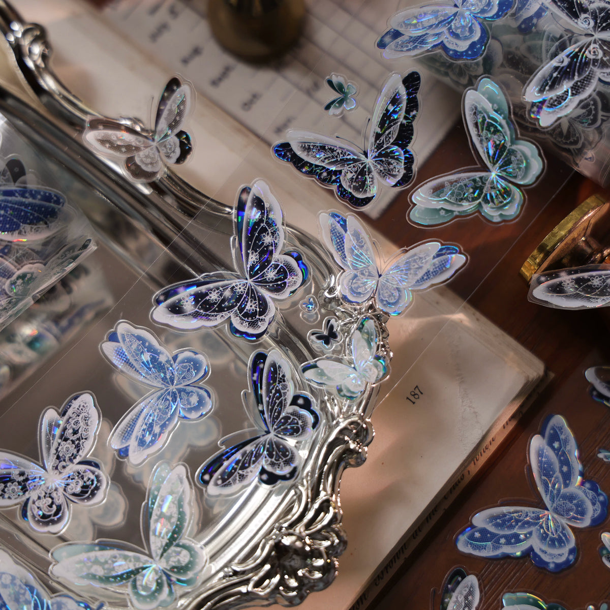 YiEr Vol18【Glasswing Butterfly】Pre-cut Orginal Design Butterfly Washi Tape and PET Stickers