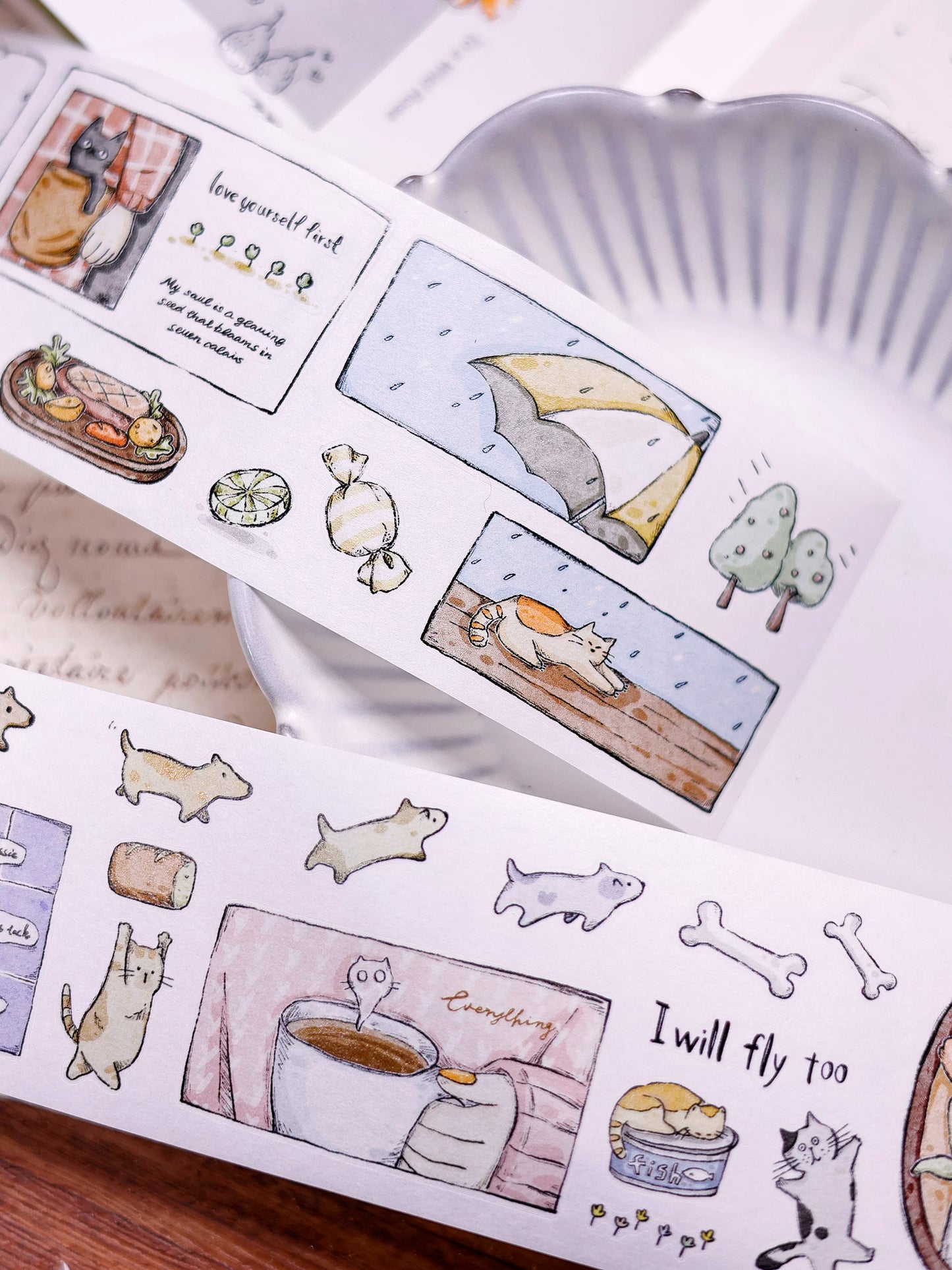 XiaoBaiJia Salt Series【Friend's Diary】Orginal Design Washi/Pet Dog and Cat Tape Light Retro Landscaping Stickers