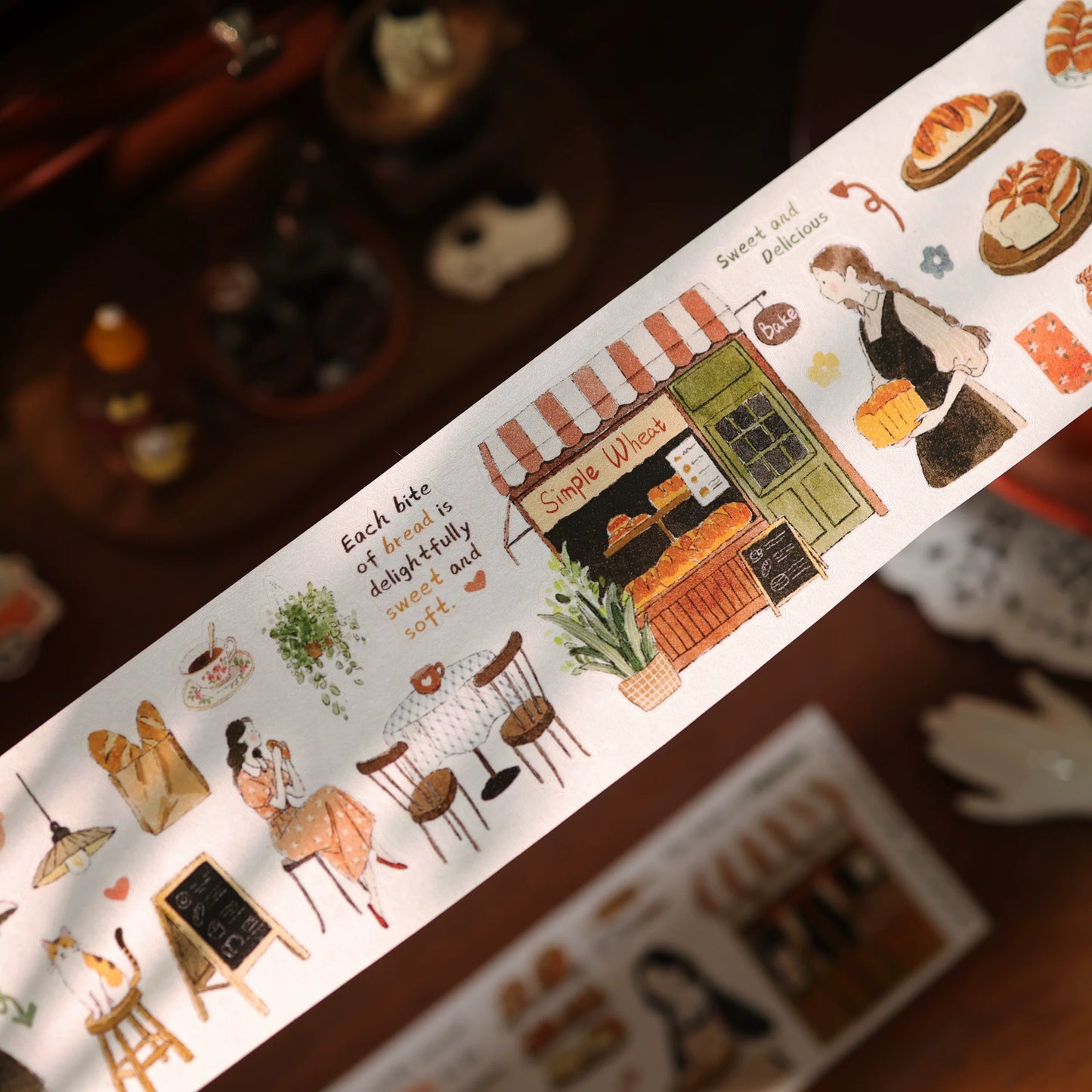 YiEr Vol17【Daily Life at the Bakery】Kiss-cut Light Retro Base Washi Tape and PET Stickers