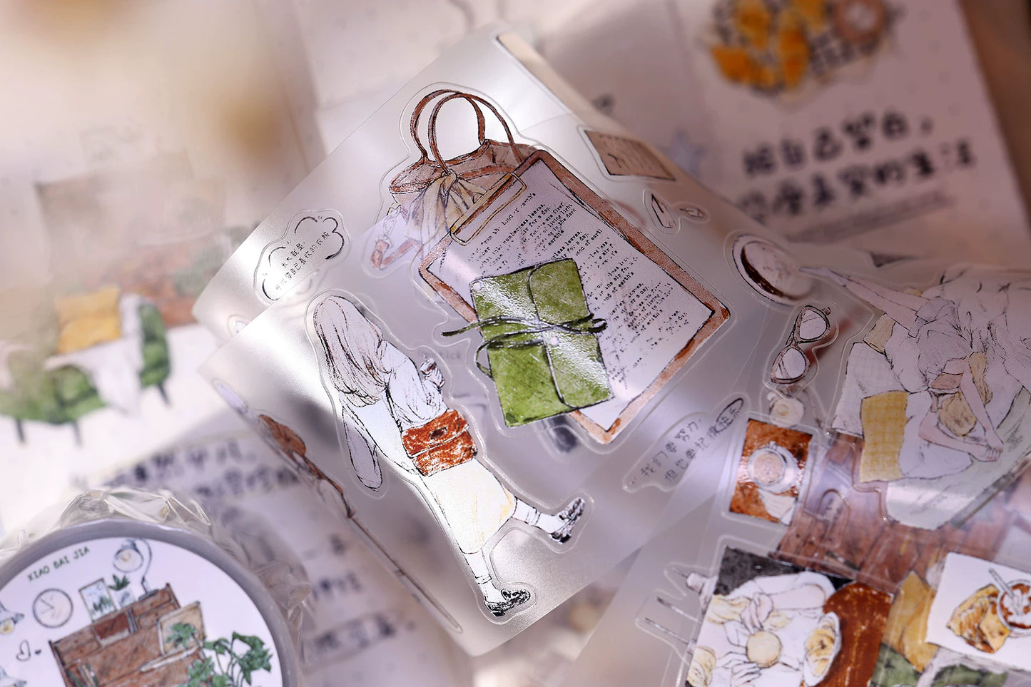 XiaoBaiJia Salt Series【A Person's Daily Routine】Pre-cut Orginal Design Washi/Pet Tape Light Retro Stickers