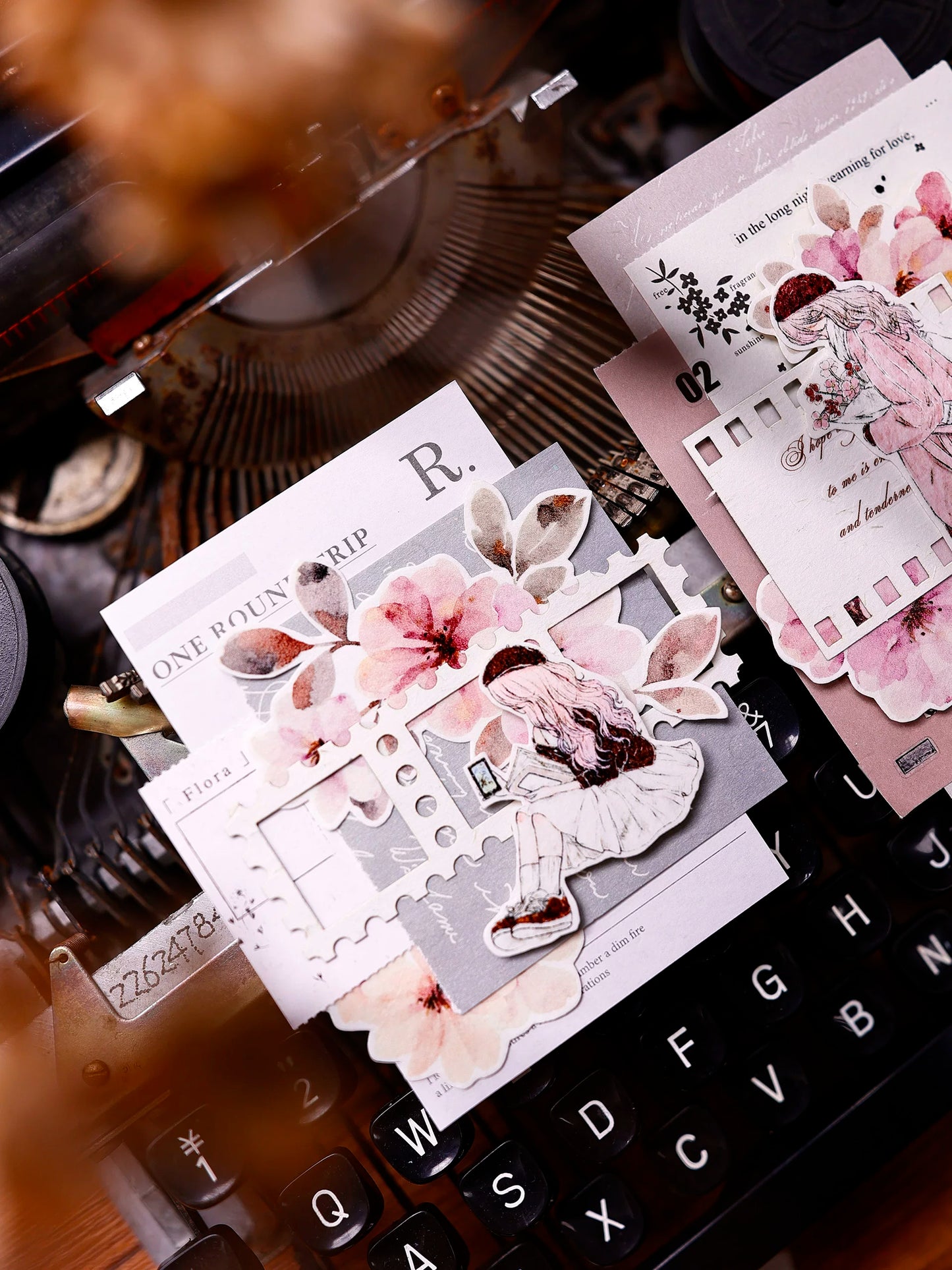 XiaoBaiJia Salt Series【Maiden Among the Flowers】Pre-cut Orginal Design Washi/Pet Tape Light Retro Stickers