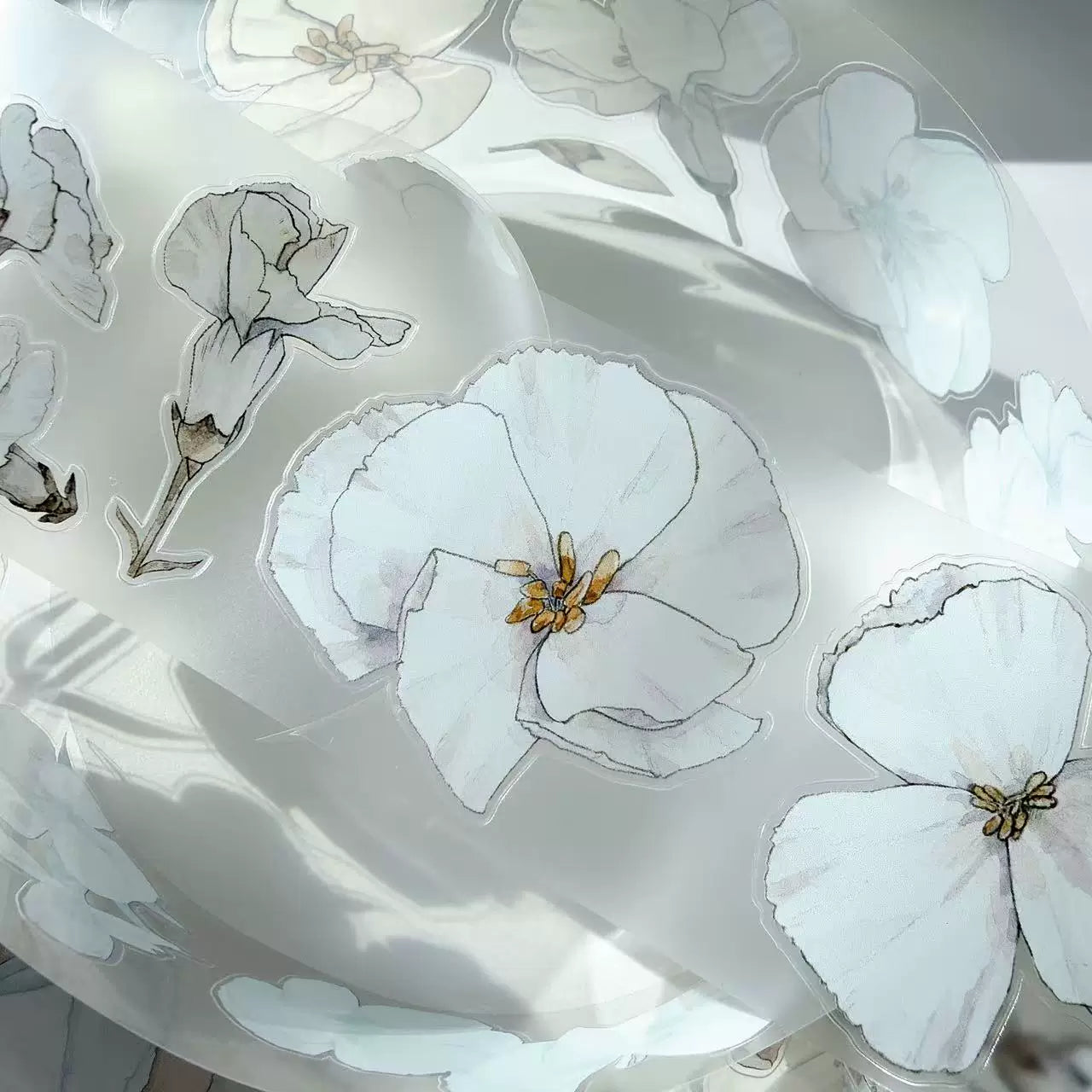 Kaixiaoxun Vol12【Plain White】 Pre-Cut Long Loop Washi/Matte PET Tape for Scrapbook Supplies,Junk Journal Supplies