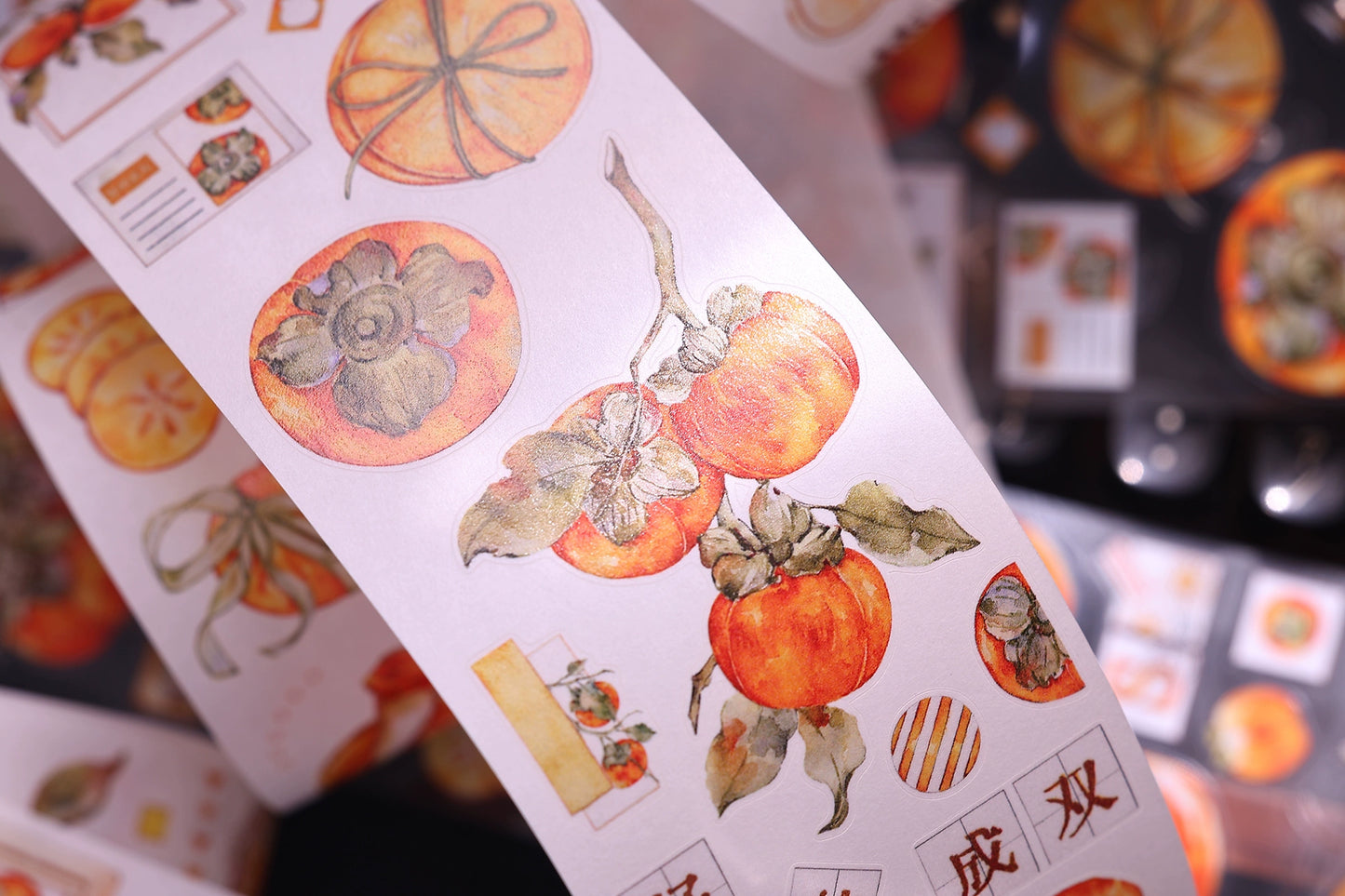 XiaoBaiJia【Winter Persimmon】Light Retro Orginal Design Washi Pet Tape Landscape Stickers