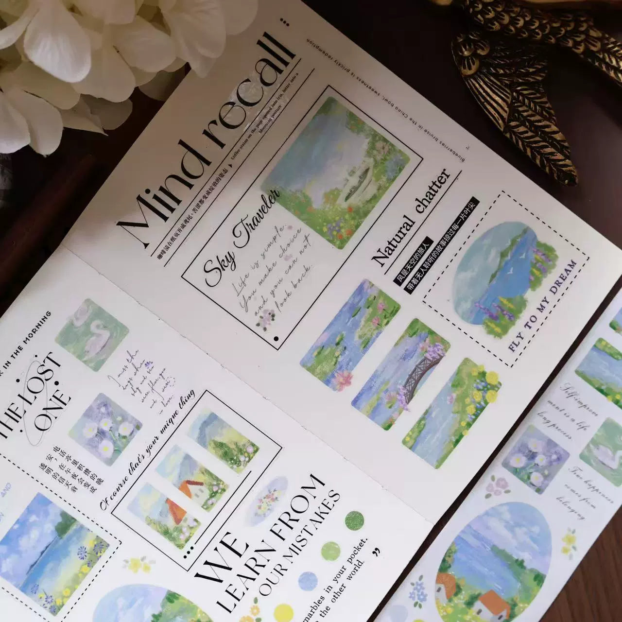 YiEr Minimalist Style Vol4【Artistic Language】Pre-cut Light Retro Orginal Design Washi Pet Tape Landscape Stickers