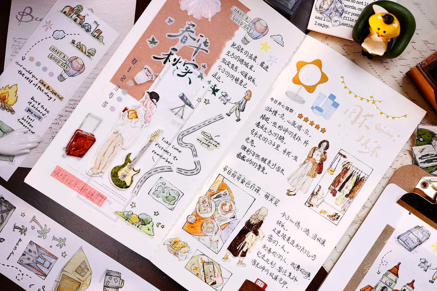 XiaoBaiJia Salt Series【Journey】Pre-cut Orginal Design Travel Scenery Text Washi/Pet Tape Light Retro Stickers