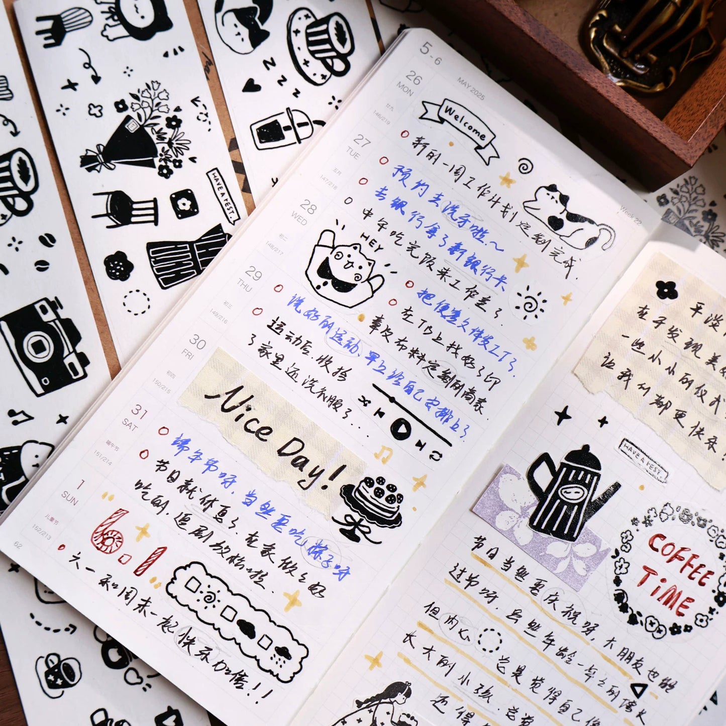 YiEr Minimalist Style Vol4【Cat Cafe Daily】Light Retro Orginal Design Washi Pet Tape Landscape Stickers