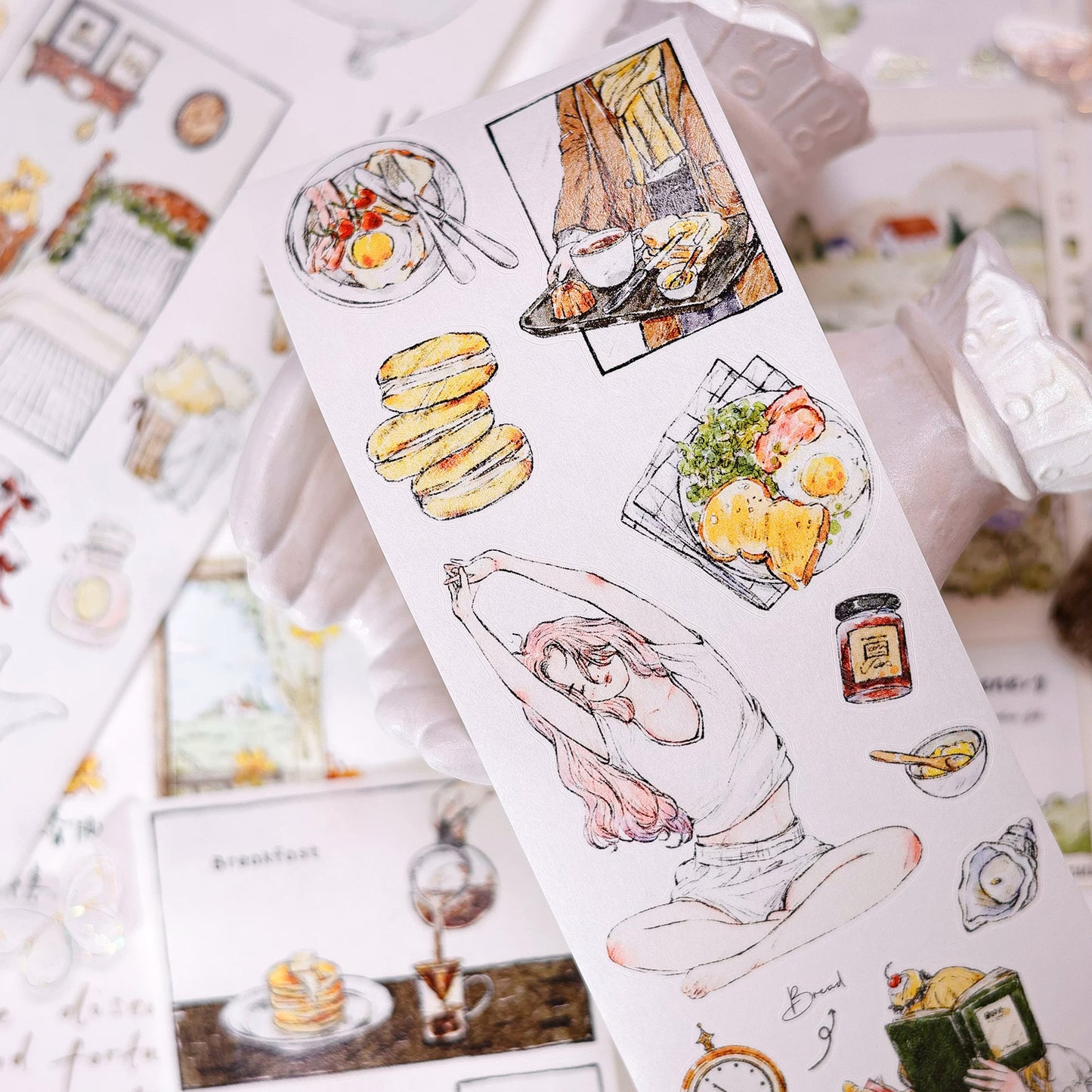 XiaoBaiJia Salt Series【Life Scroll】Pre-cut Orginal Design Washi/Pet Tape Light Retro Stickers