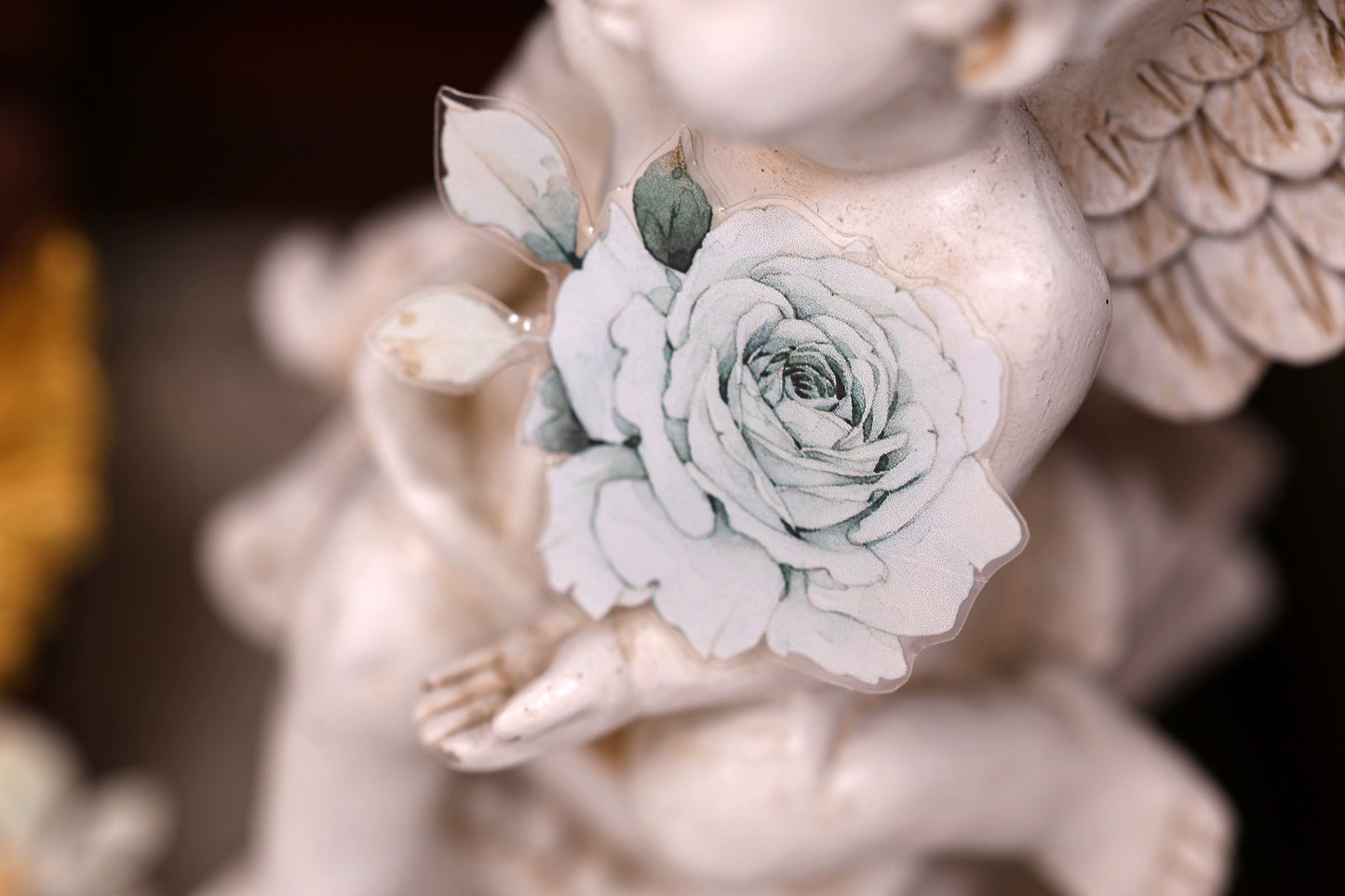 XiaoBaiJia【Clear Sky/Morning Mist】Light Retro Mint Green Flower Orginal Design Washi Pet Floral Tape Landscaping Stickers