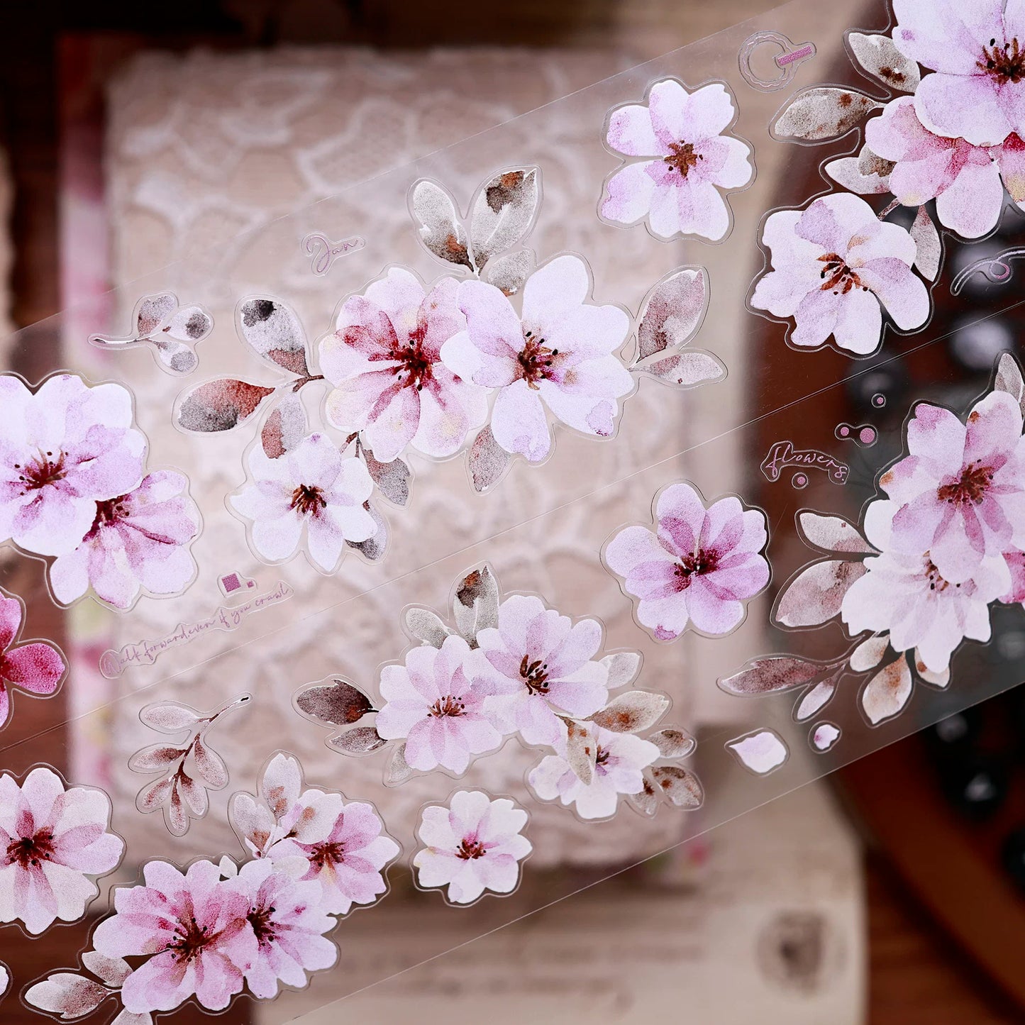 XiaoBaiJia Salt Series【Pink Mist Letter Paper】Pre-cut Orginal Design Washi/Pet Tape Light Retro Stickers