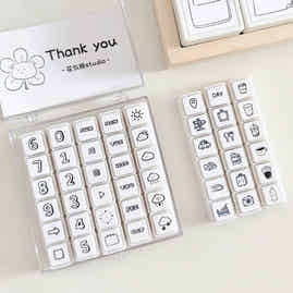 Flower and Bear Studio【Six Stamps】Original Design cute Weather,Travel,Week,Number Stamp