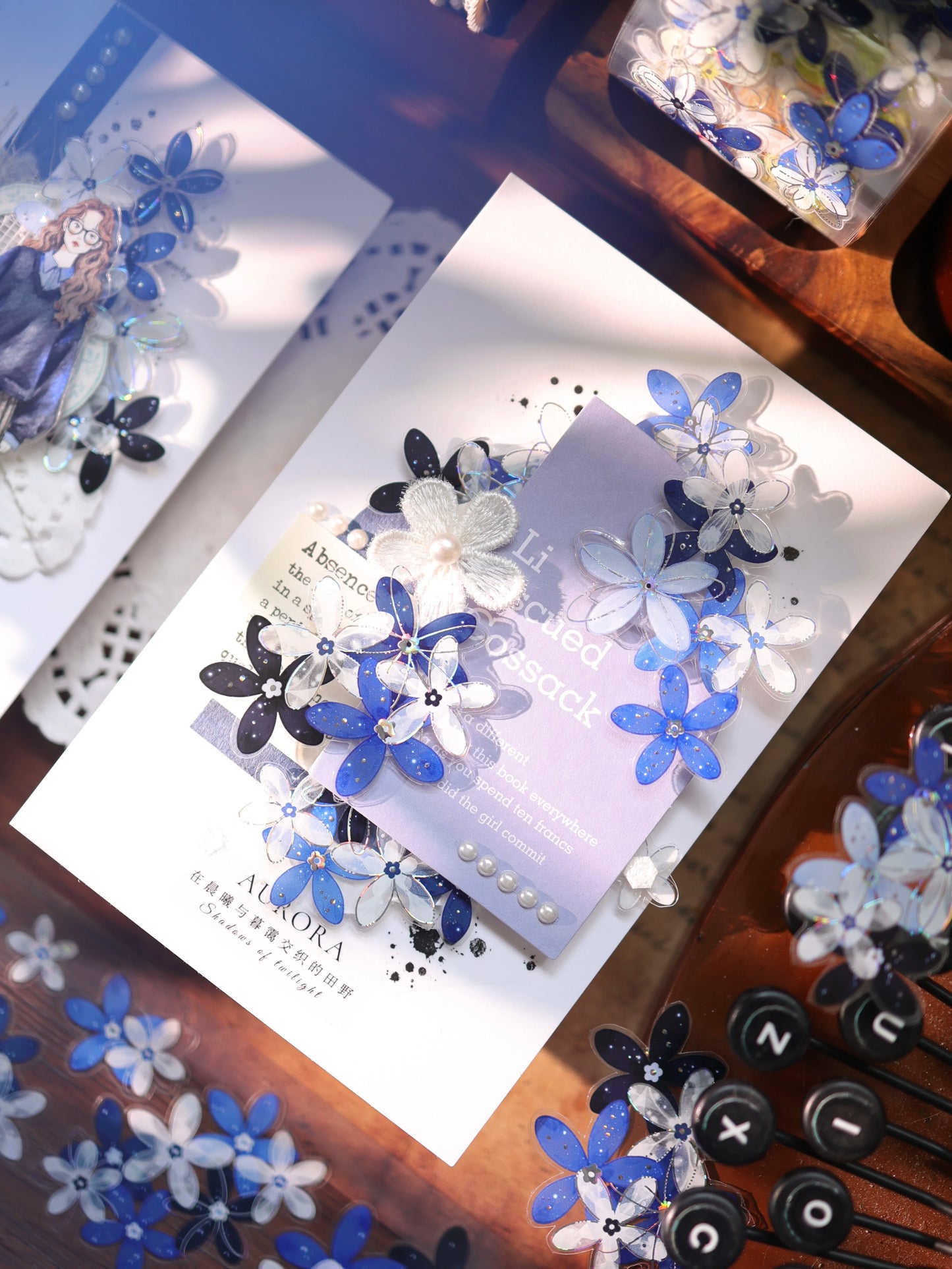 YiEr Vol17【Flowers on the Path】Kiss-cut Light Retro Floral Washi Tape and PET Stickers