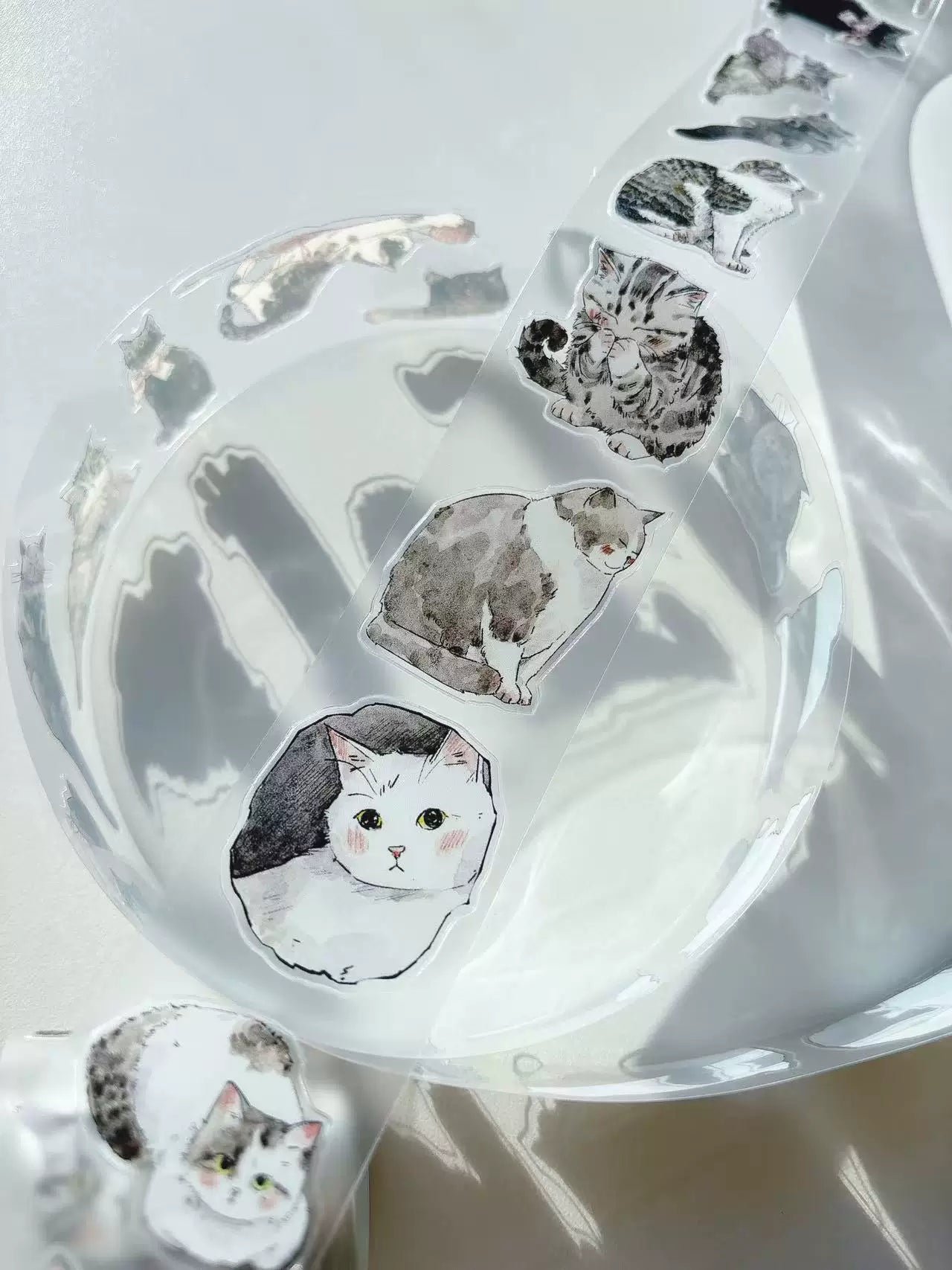 Kaixiaoxun Vol11【Cat】 Pre-Cut Long Loop Washi/Matte PET Tape for Scrapbook Supplies,Junk Journal Supplies