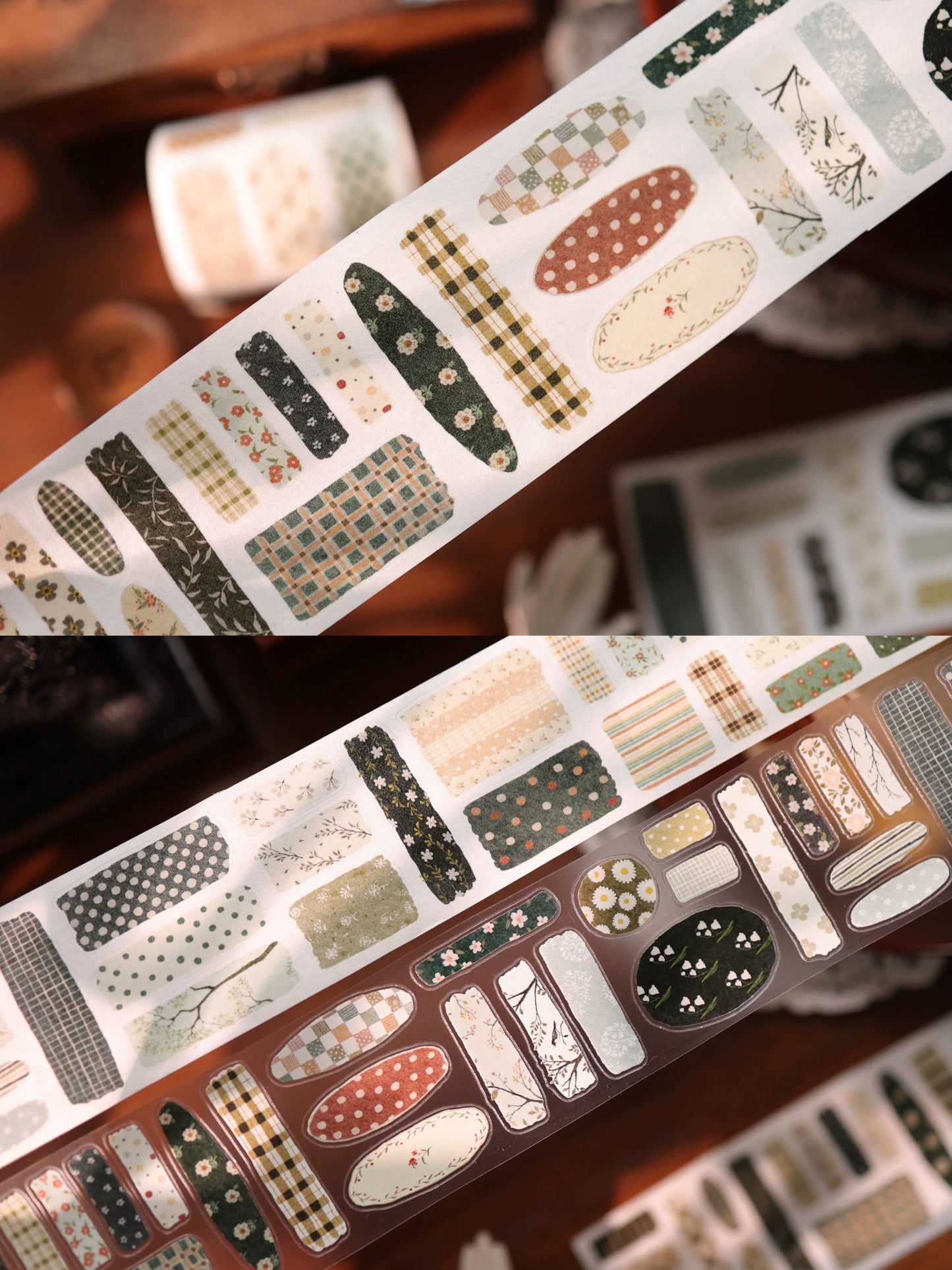 YiEr Vol17【Patchwork Floral】Kiss-cut Light Retro Floral Washi Tape and PET Stickers