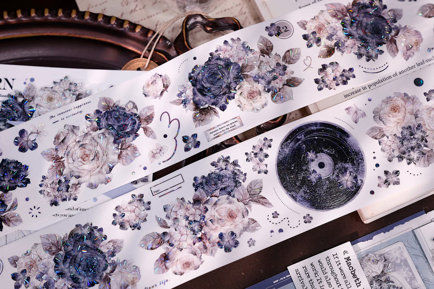 XiaoBaiJia【Cloud Ink Flower Cluster】Pre-cut Floral Orginal Design Washi Pet Tape Light Retro Stickers