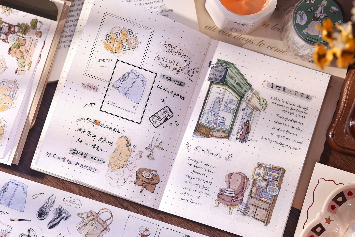 XiaoBaiJia Salt Series【A Person's Daily Routine】Pre-cut Orginal Design Washi/Pet Tape Light Retro Stickers