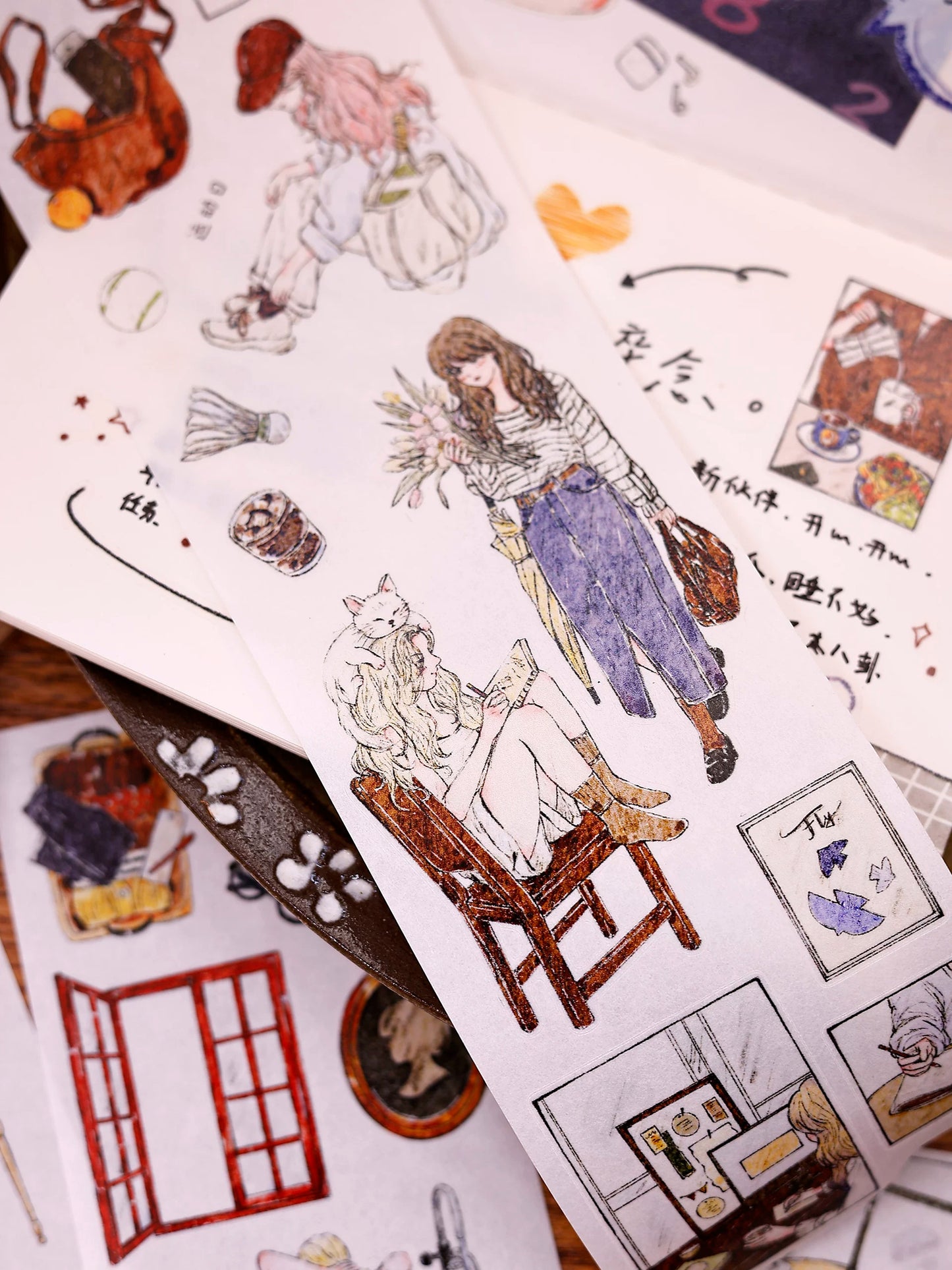 XiaoBaiJia Salt Series【Life Scroll】Pre-cut Orginal Design Washi/Pet Tape Light Retro Stickers