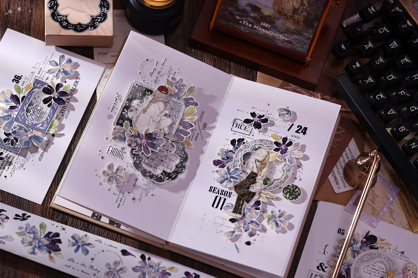 XiaoBaiJia【Dream】Light Retro Orginal Design Washi Pet Tape Landscape Stickers