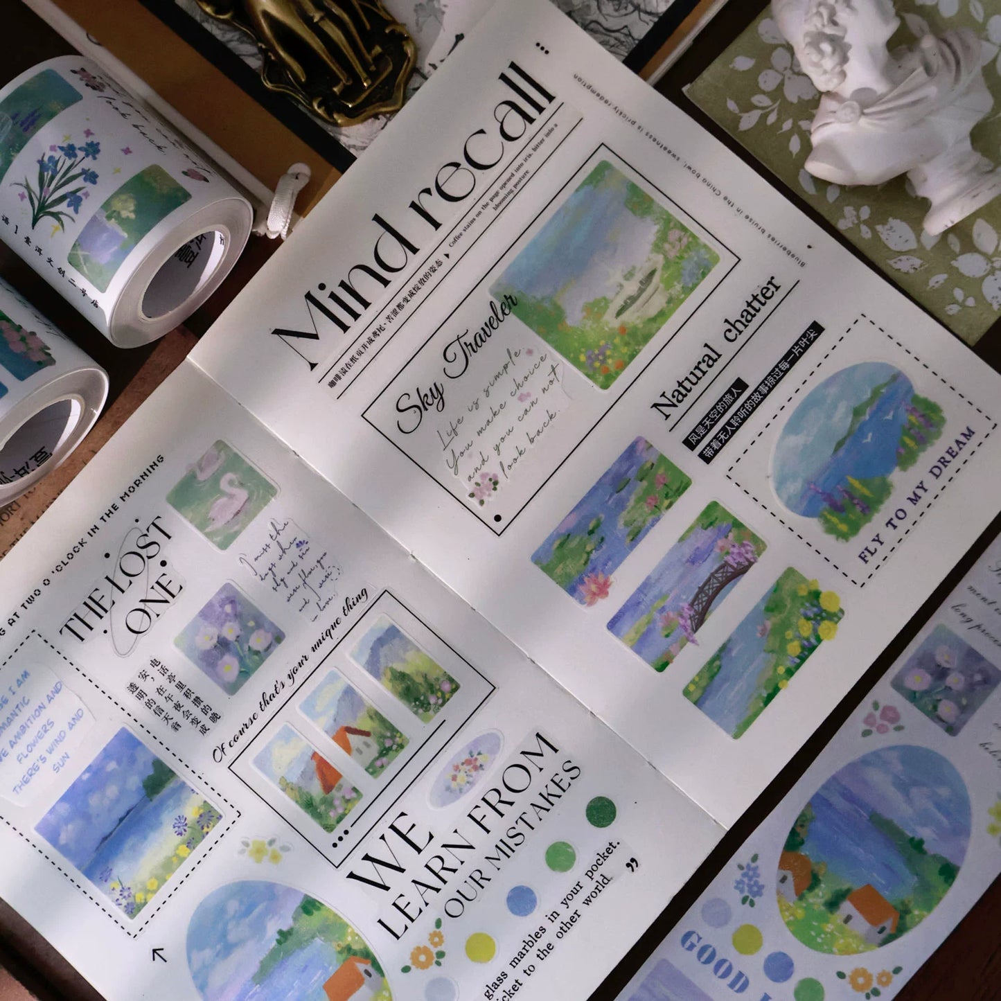 YiEr Minimalist Style Vol4【Artistic Language】Pre-cut Light Retro Orginal Design Washi Pet Tape Landscape Stickers