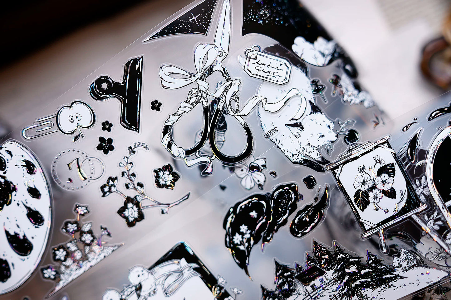 XiaoBaiJia Salt Series【Black and White Art World】Pre-cut Orginal Design Washi/Pet Tape Light Retro Stickers