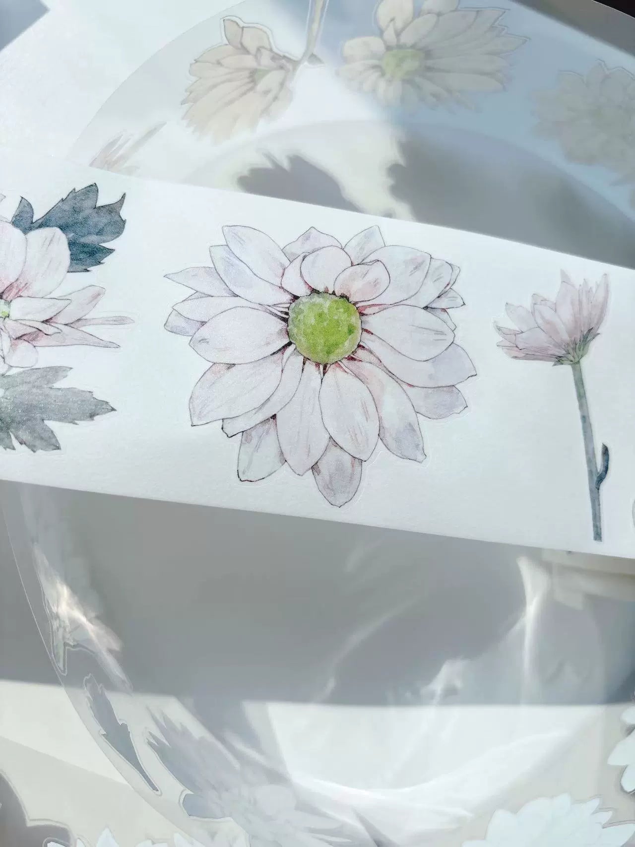 Kaixiaoxun Vol10【Soft Mist Powder】 Pre-Cut Long Loop Flower Background Washi/Matte PET Tape for Scrapbook Supplies,Junk Journal Supplies
