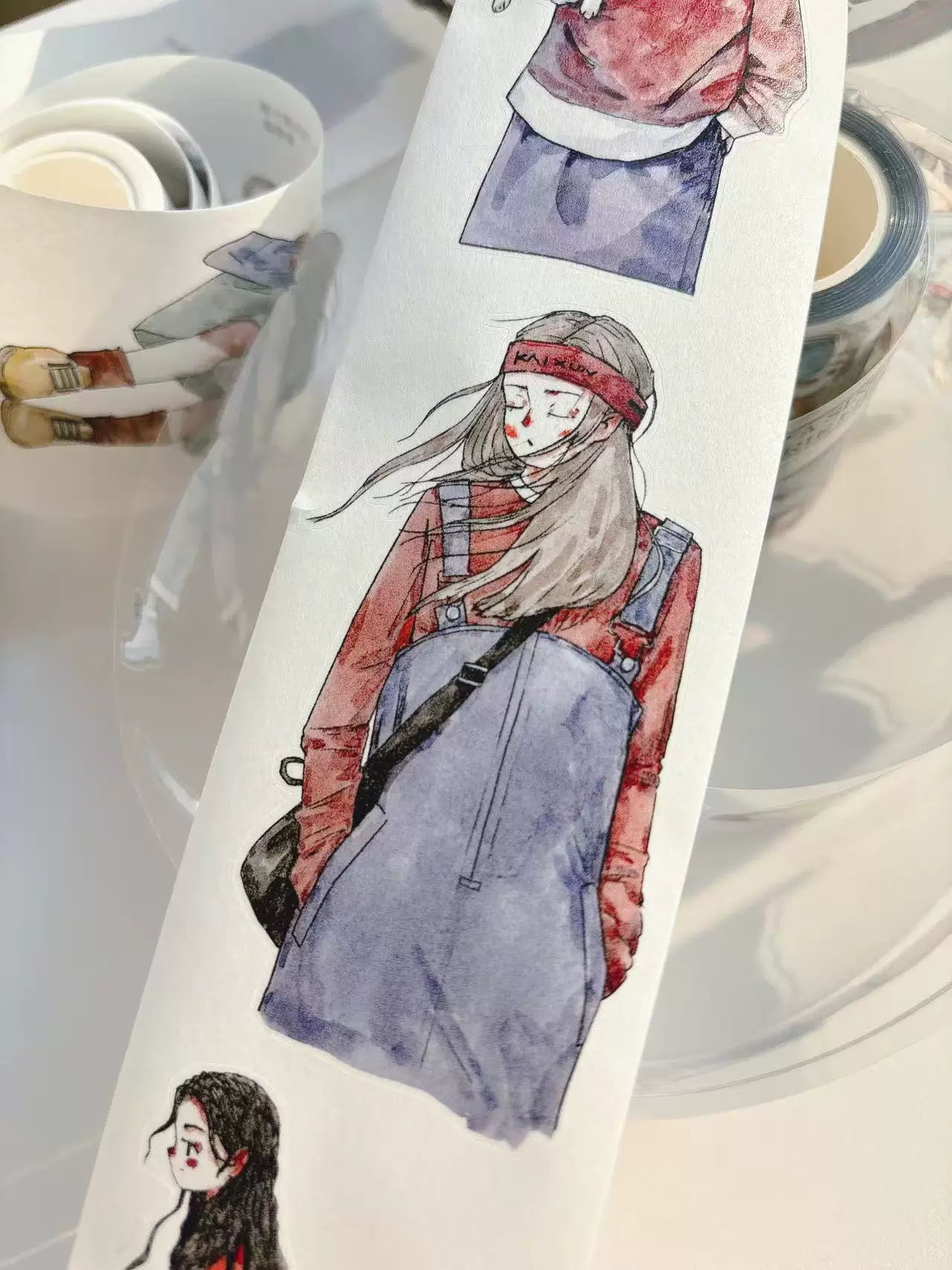 Kaixiaoxun Vol11【Slow Narrative Collection】 Pre-Cut Long Loop Washi/Matte PET Tape for Scrapbook Supplies,Junk Journal Supplies