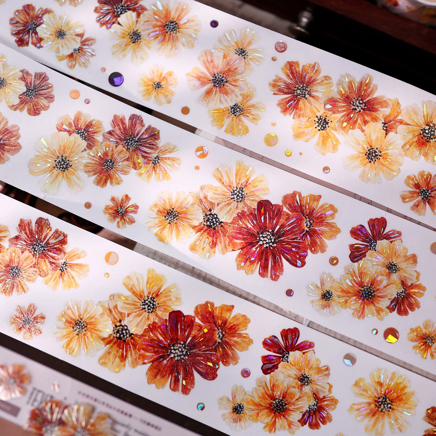 XiaoBaiJia【Autumn Brown Fragrant Flowers】Orginal Design Washi Pet Floral Tape Light Retro Landscaping Stickers