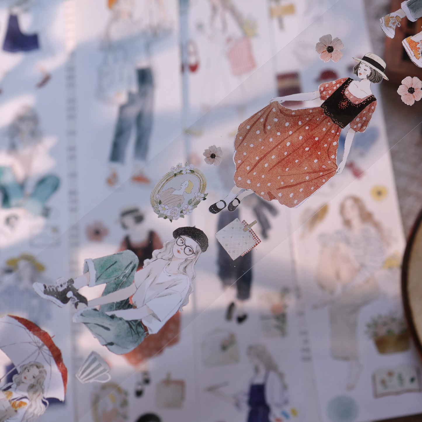 YiEr Vol17【Girl's Notebook】Kiss-cut Character Washi Tape and PET Stickers