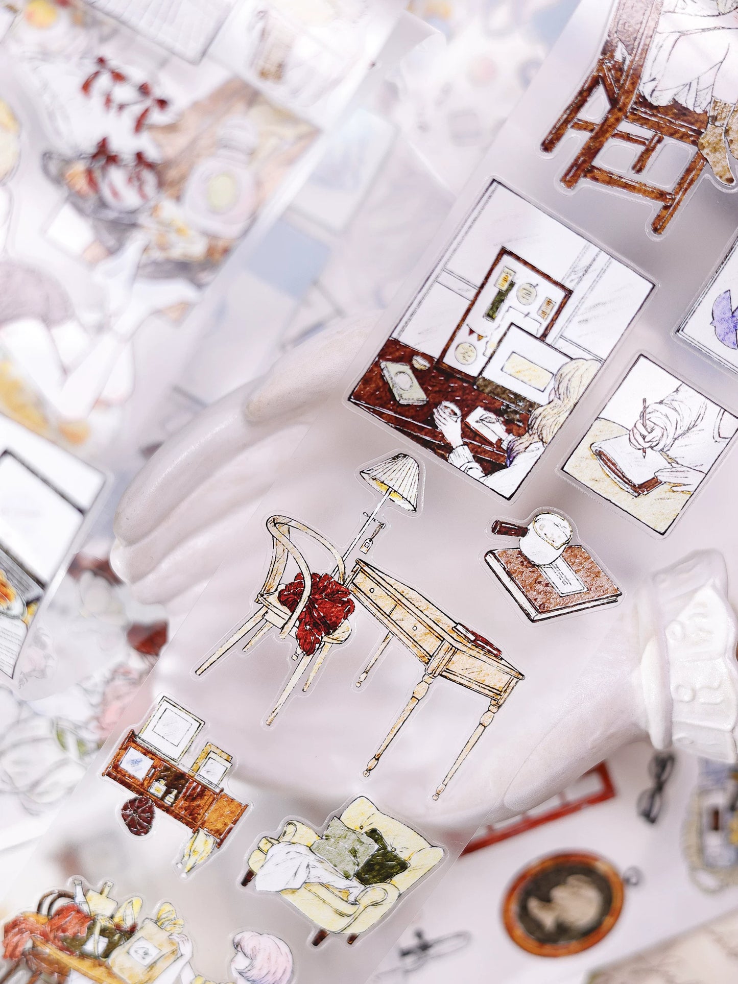 XiaoBaiJia Salt Series【Life Scroll】Pre-cut Orginal Design Washi/Pet Tape Light Retro Stickers
