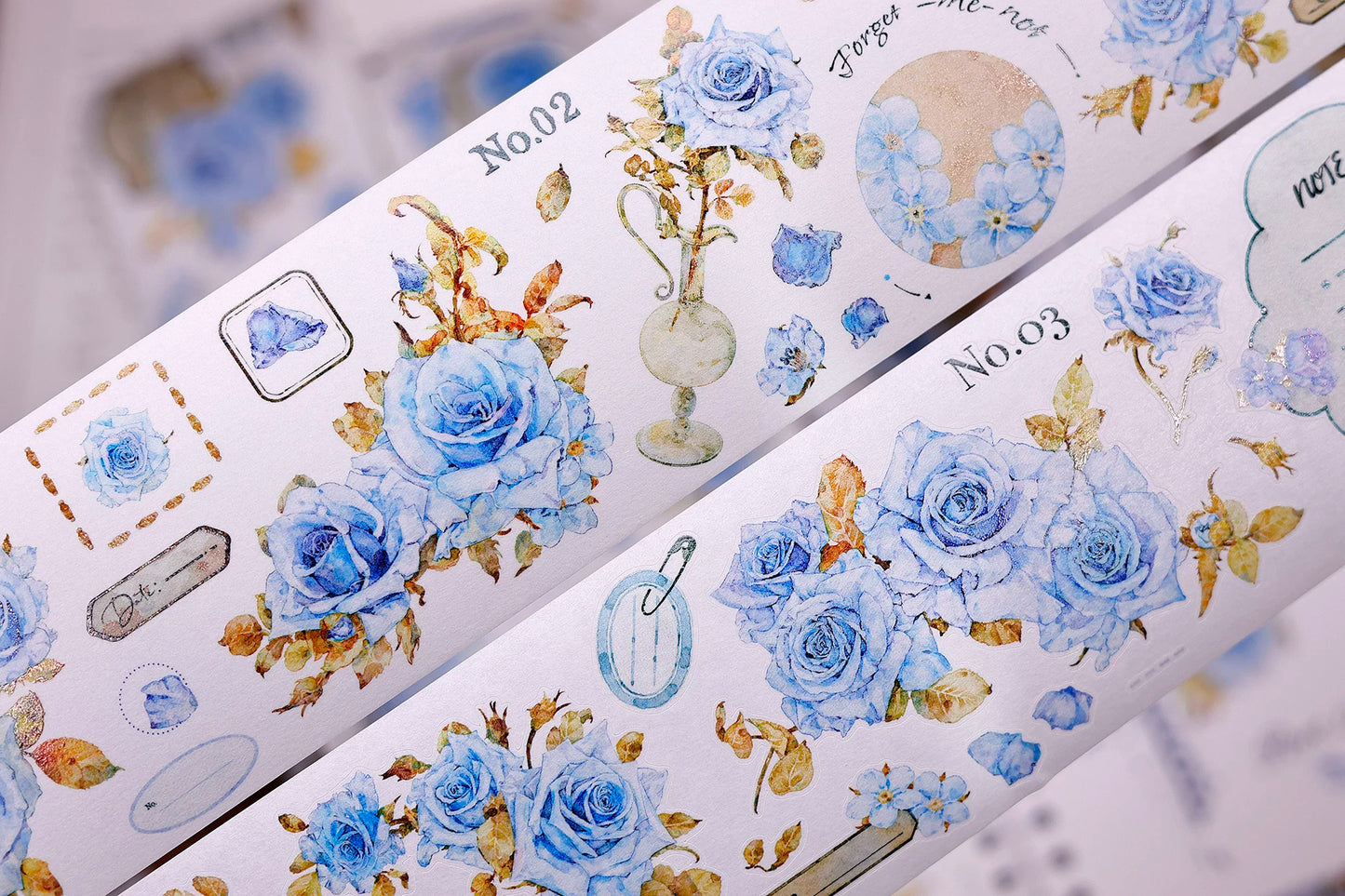 XiaoBaiJia Salt Series【Clear Dew】Pre-cut Orginal Design Floral Washi/Pet Tape Light Retro Stickers