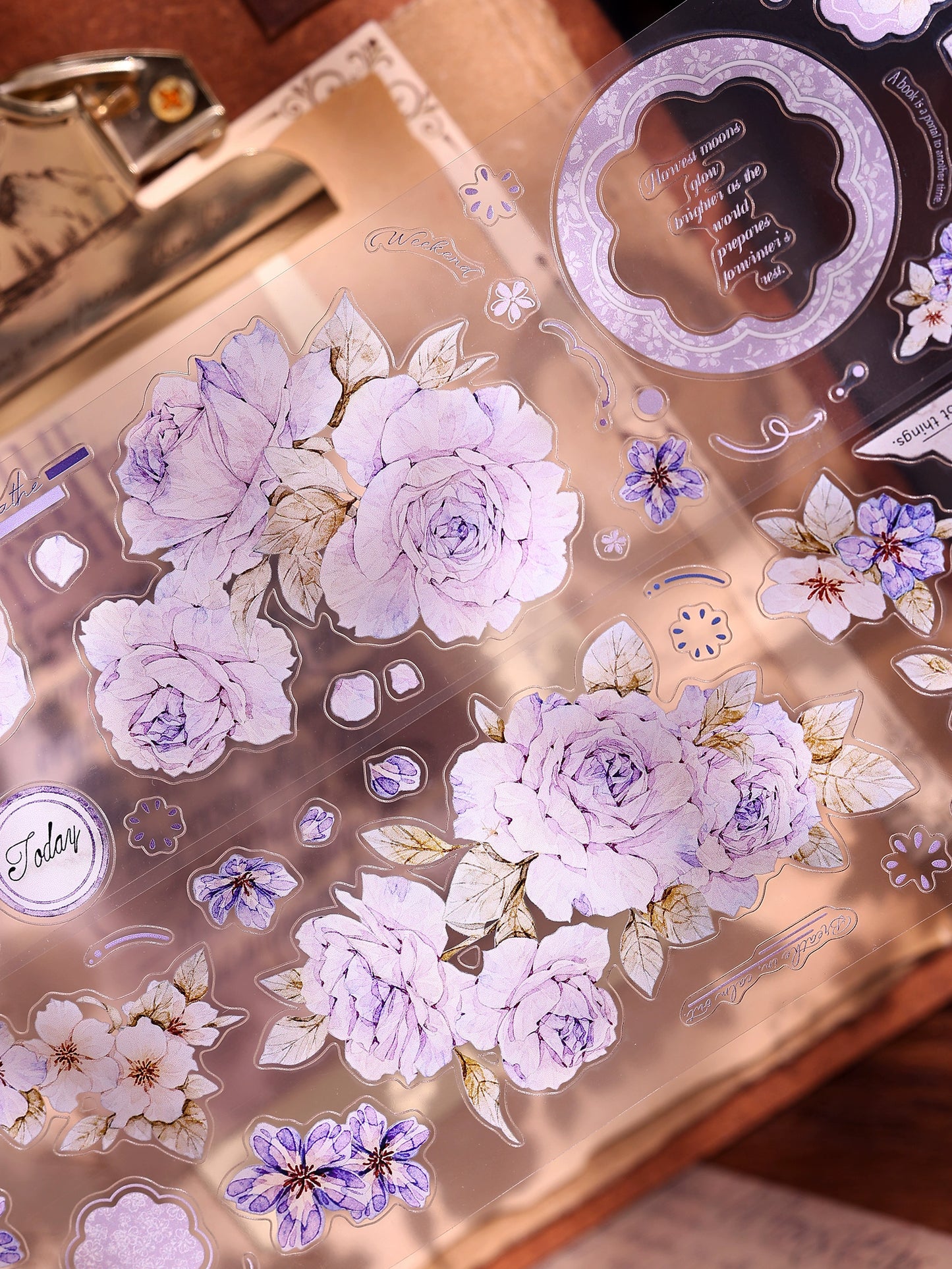 XiaoBaiJia【Rose Poetry】Light Retro Orginal Design Washi Pet Tape Landscape Stickers