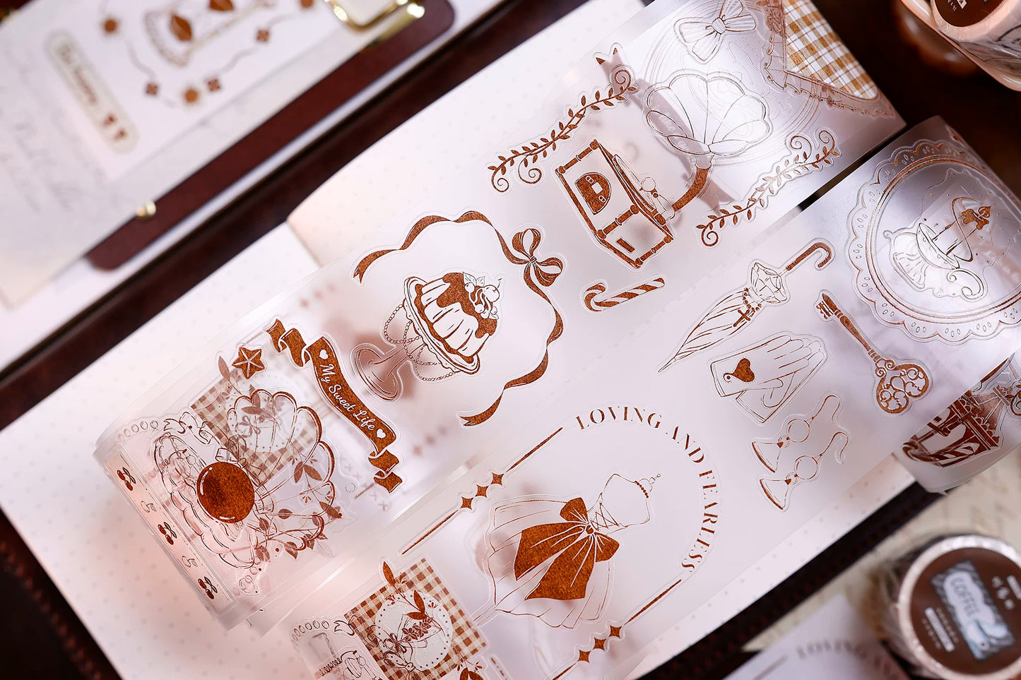XiaoBaiJia Salt Series【Caramel Collection】Pre-cut Orginal Design Vintage Small Decorative Frame Washi/Pet Tape Light Retro Stickers