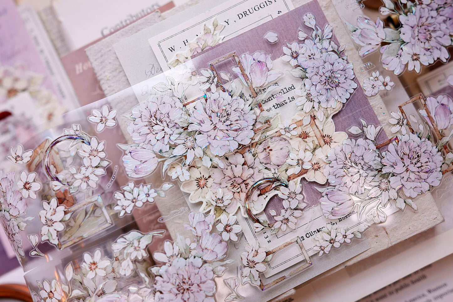 XiaoBaiJia Salt Series【Smoky Purple】Pre-cut Orginal Design Washi/Pet Tape Light Retro Stickers