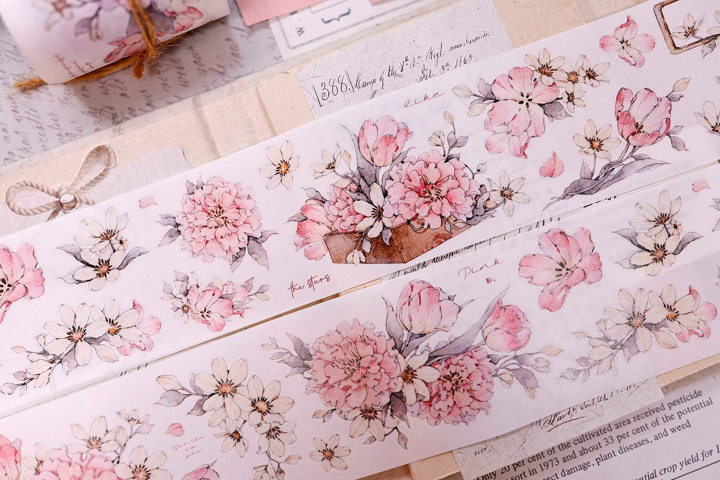 XiaoBaiJia Salt Series【Powdered Floss】Pre-cut Orginal Design Washi/Pet Tape Light Retro Stickers
