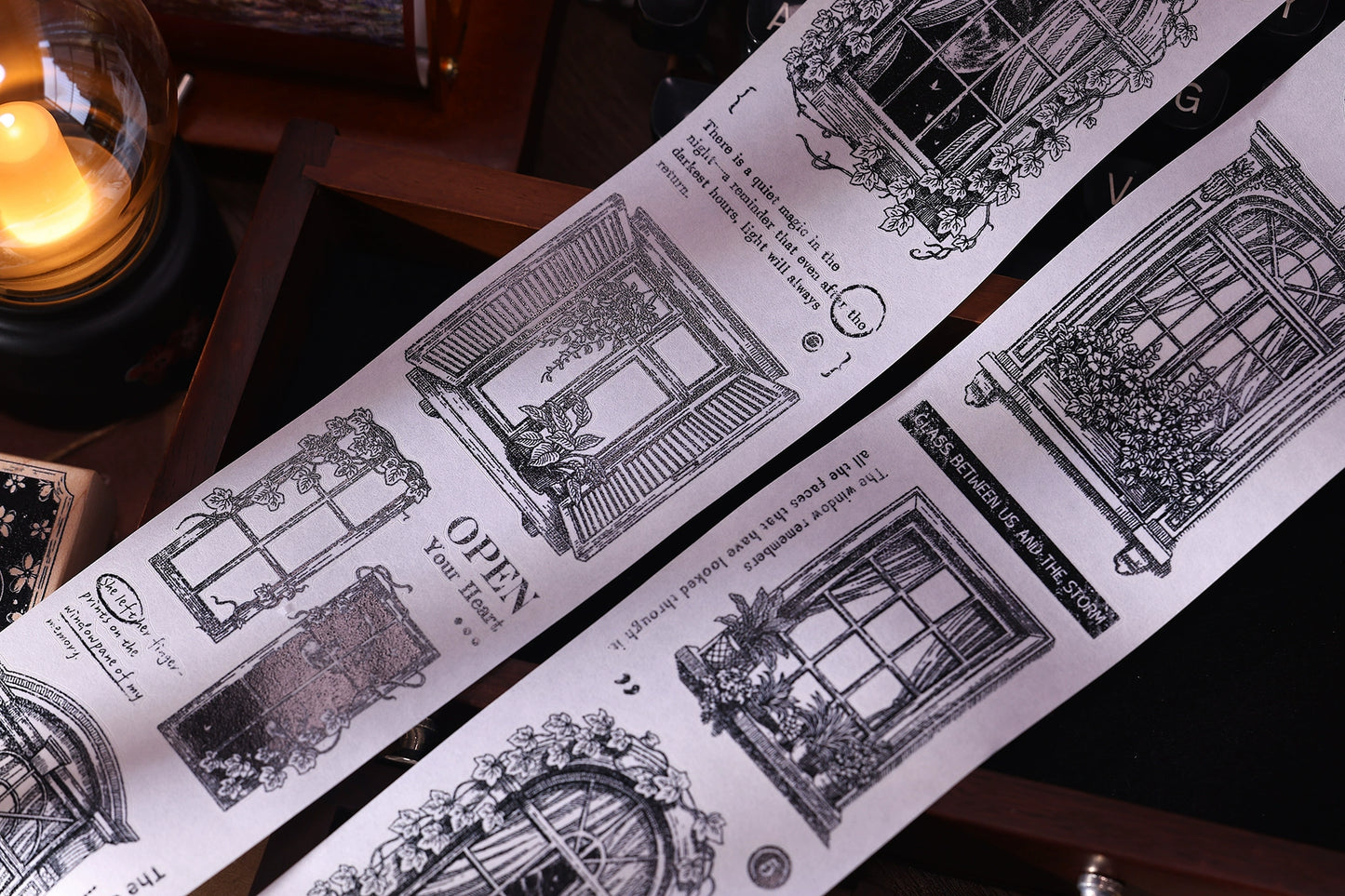 XiaoBaiJia【Window】Light Retro Orginal Design Washi Pet Tape Landscape Stickers