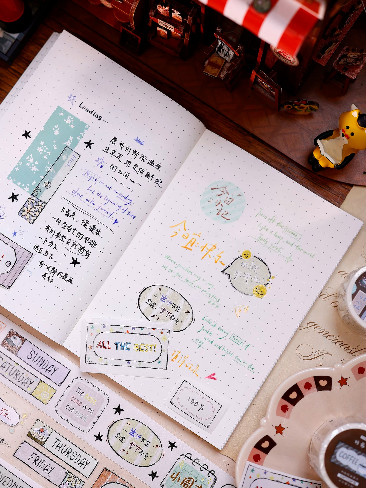 XiaoBaiJia Salt Series【Many Signs】Pre-cut Orginal Design Handwritten Chinese and English Word Borders Washi/Pet Tape Light Retro Stickers