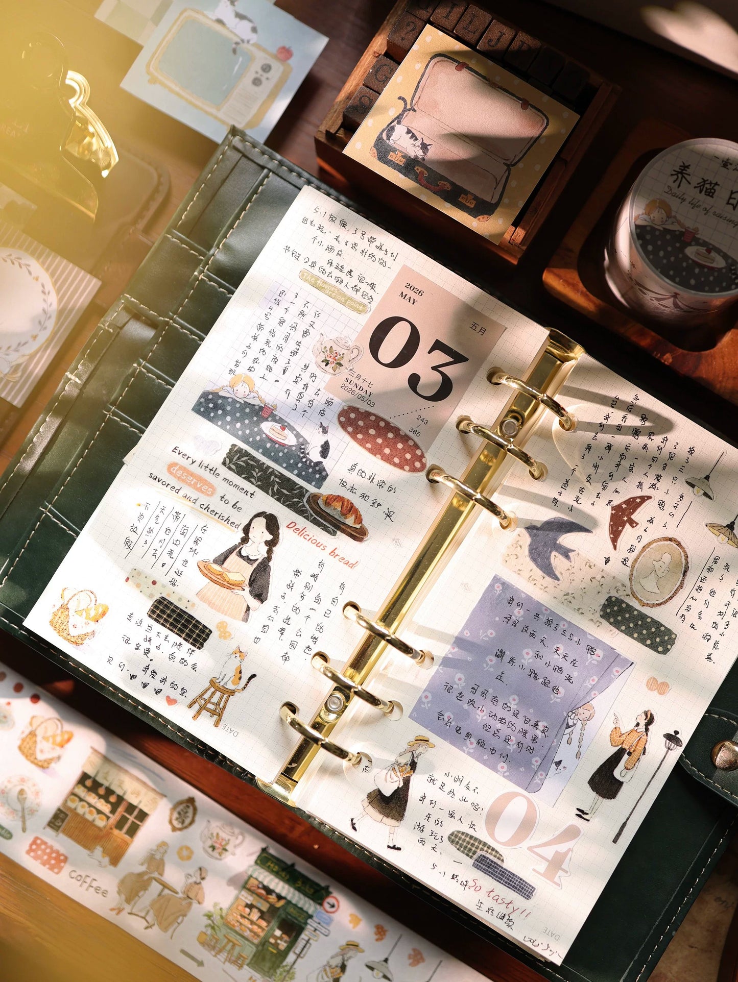YiEr Vol17【Patchwork Floral】Kiss-cut Light Retro Floral Washi Tape and PET Stickers
