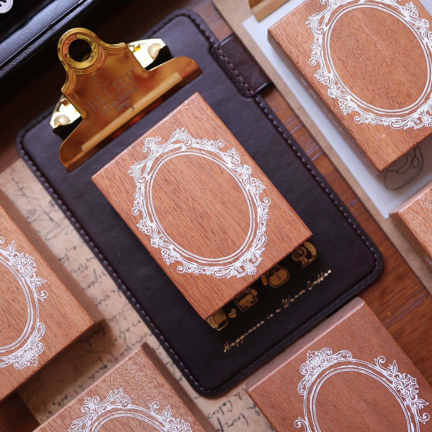 YiEr Vol17【Vintage Border】Imported Maple Red Rubber and Maple Wood Stamp