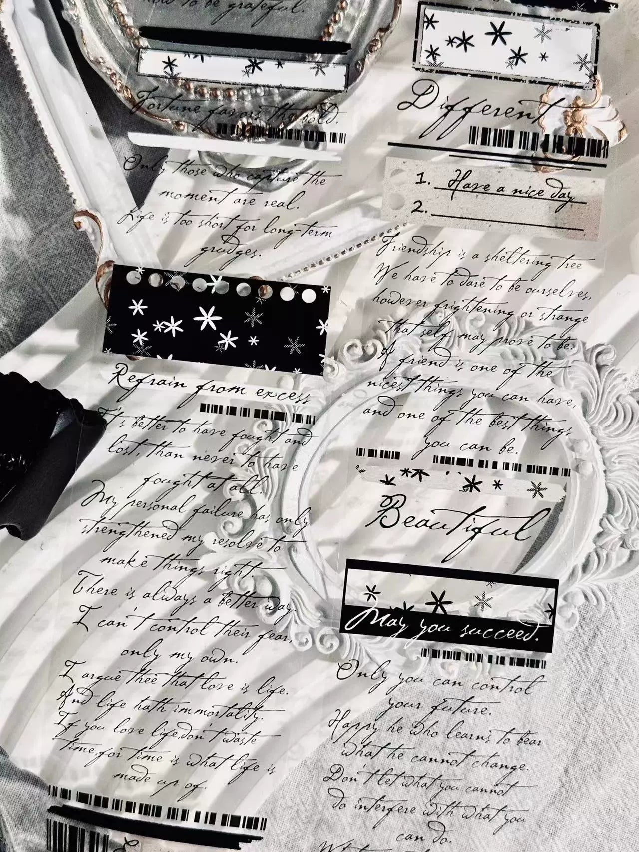 Linlanxi【 Romantic Quotes】Original Design Text Washi/Pet Tape Sticker, 5-meter-long Loop Roll