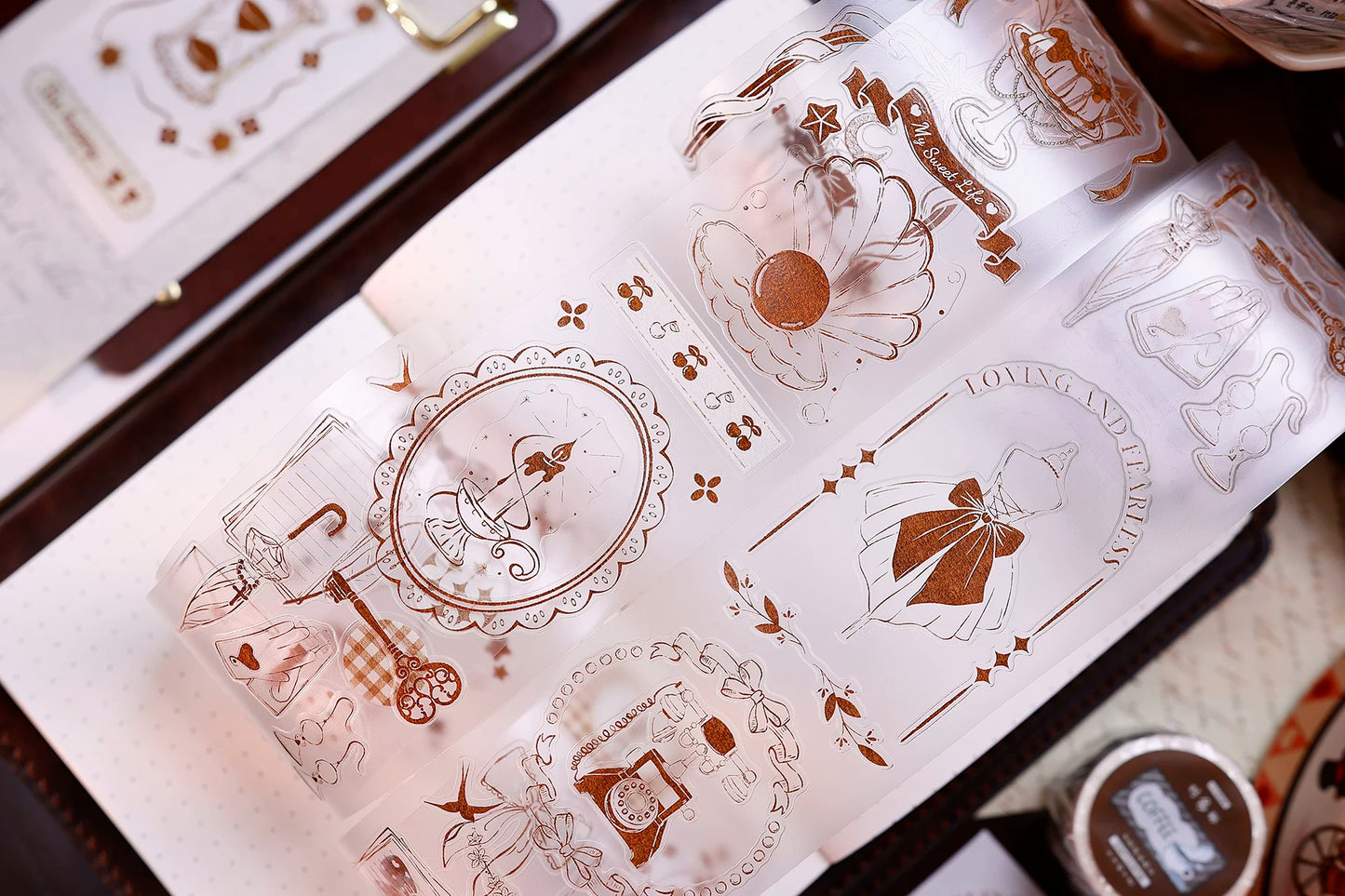 XiaoBaiJia Salt Series【Caramel Collection】Pre-cut Orginal Design Vintage Small Decorative Frame Washi/Pet Tape Light Retro Stickers