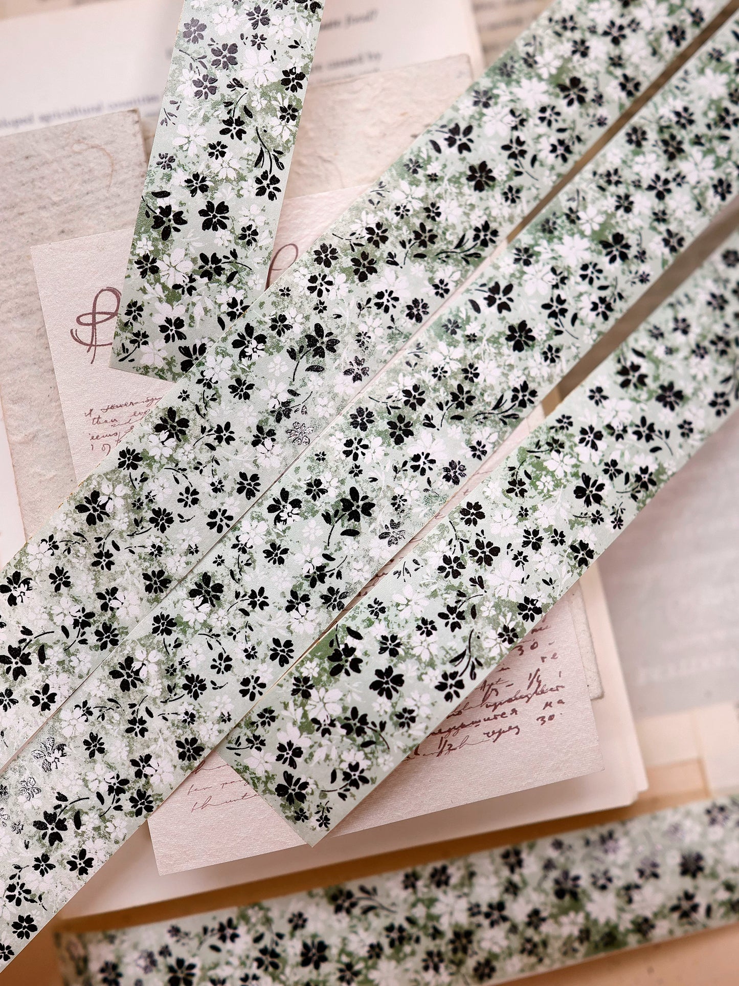 XiaoBaiJia Salt Series【Green Mist Flower Message / Brown Tea Flower Shadow】Pre-cut Orginal Design Washi/Pet Tape Light Retro Stickers