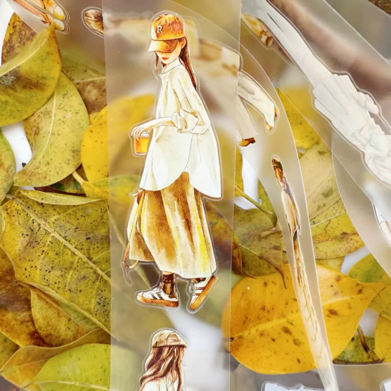 ZaoZao Vol3【Gardenia】Original Design Kiss-Cut Washi PET Tape Stickers,for Scrapbook Supplies,Journaling,Junk Journal,Bullet Journal,Planner Stickers