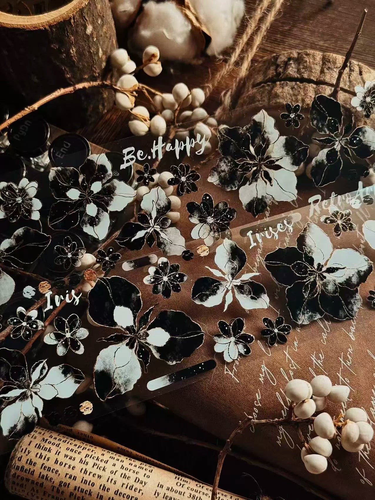 Linlanxi Vol13【Dark Kite Flowers Gradually】Original Design Retro Exquisite Vintage Decorative Washi/Pet Tape