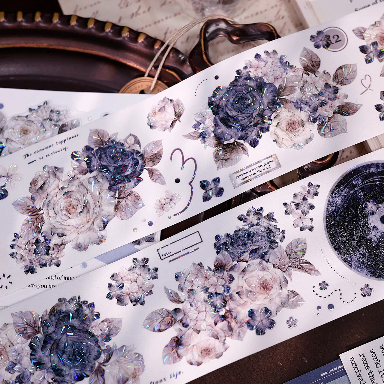 XiaoBaiJia【Cloud Ink Flower Cluster】Pre-cut Floral Orginal Design Washi Pet Tape Light Retro Stickers