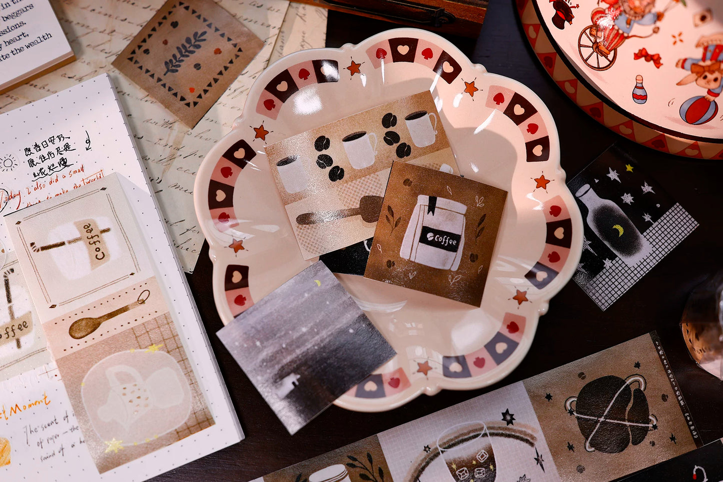 XiaoBaiJia Salt Series【Caffeine-Related Code Words】Pre-cut Orginal Design Vintage Coffee Washi/Pet Tape Light Retro Stickers