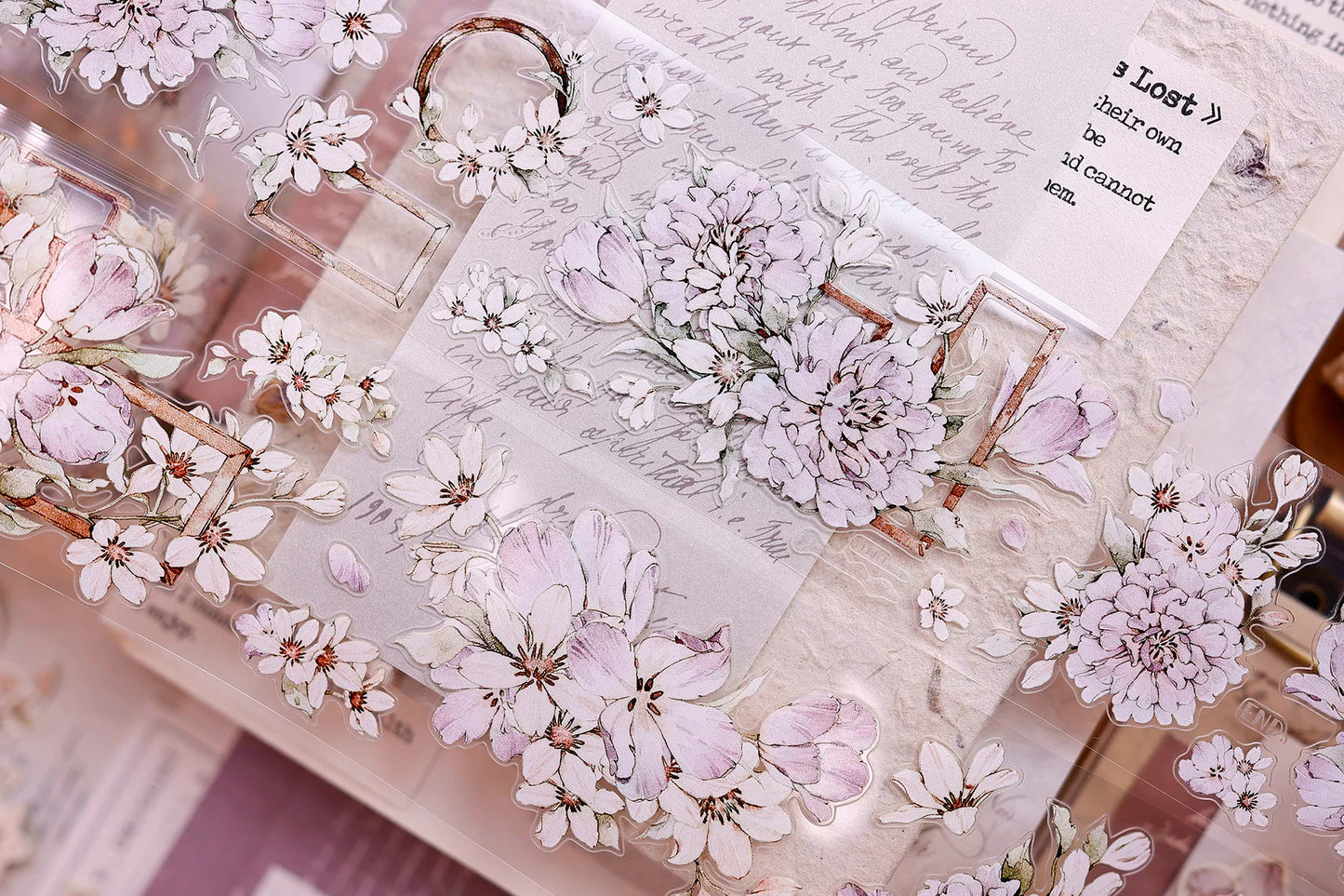 XiaoBaiJia Salt Series【Smoky Purple】Pre-cut Orginal Design Washi/Pet Tape Light Retro Stickers